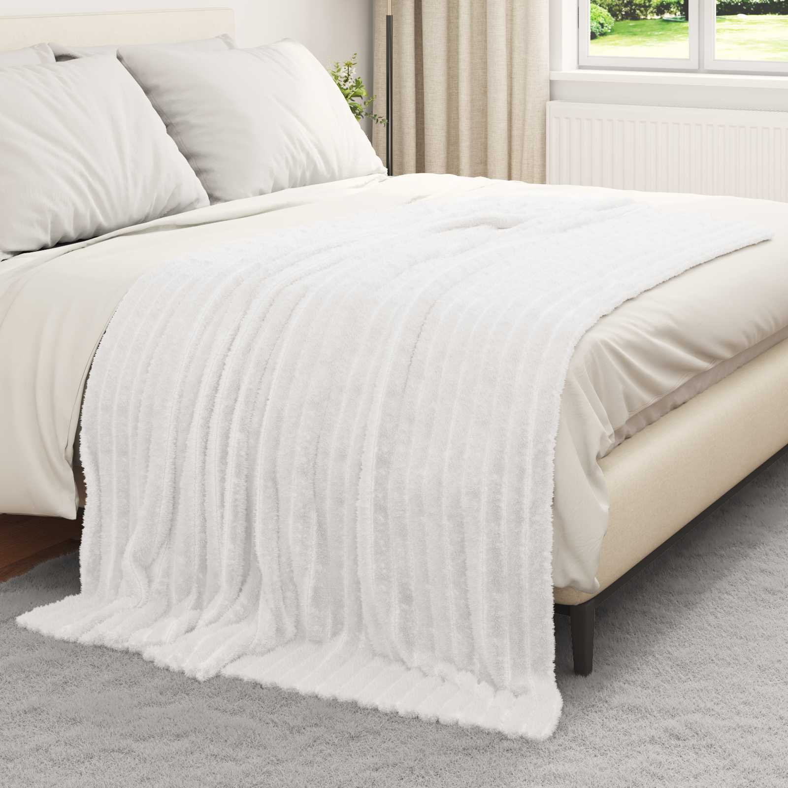 Coperte da Pile 6 pz Bianco 200 x 150 cm 4.75 kg Panno