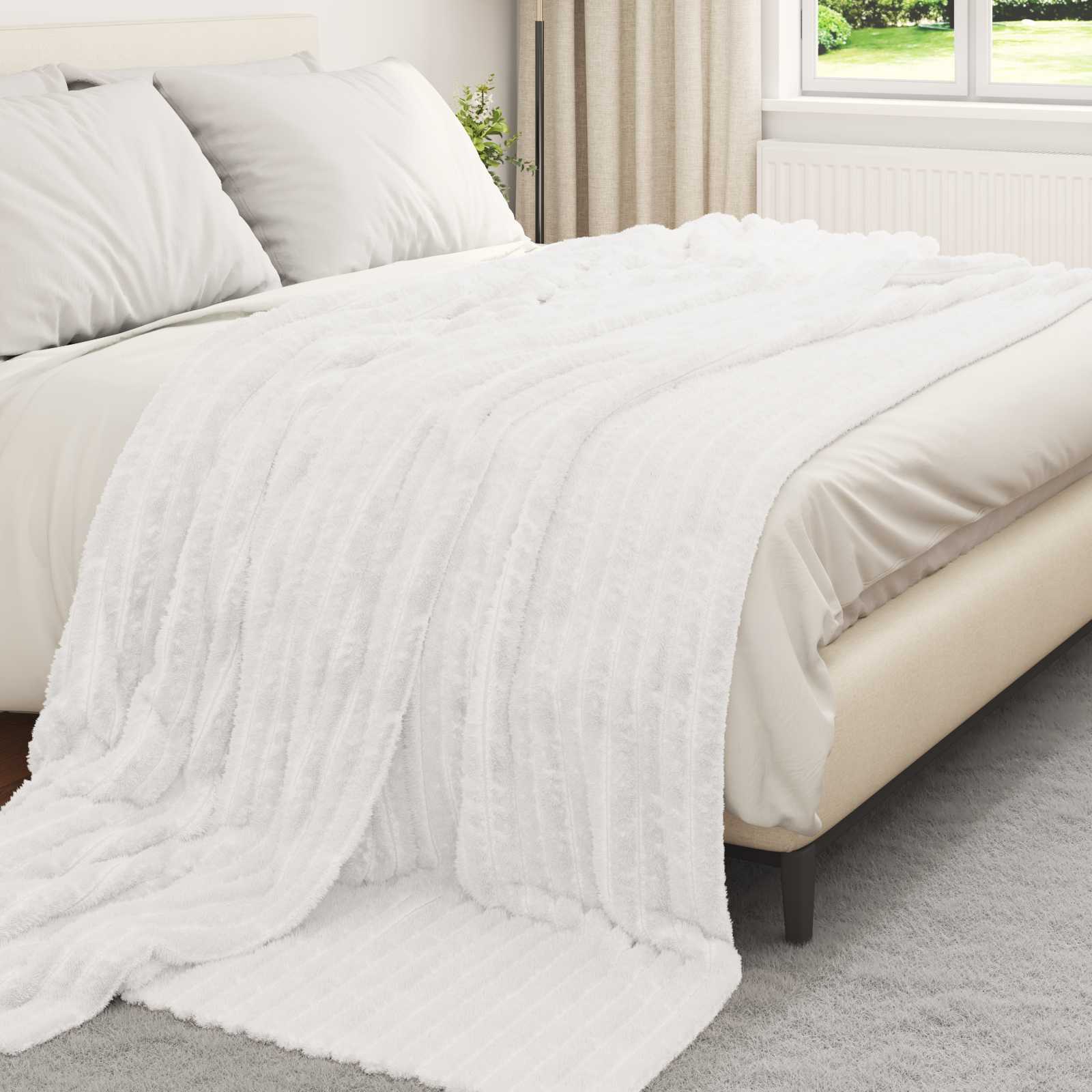 Coperte da Pile 6 pz Bianco 240 x 220 cm 8.76 kg Panno