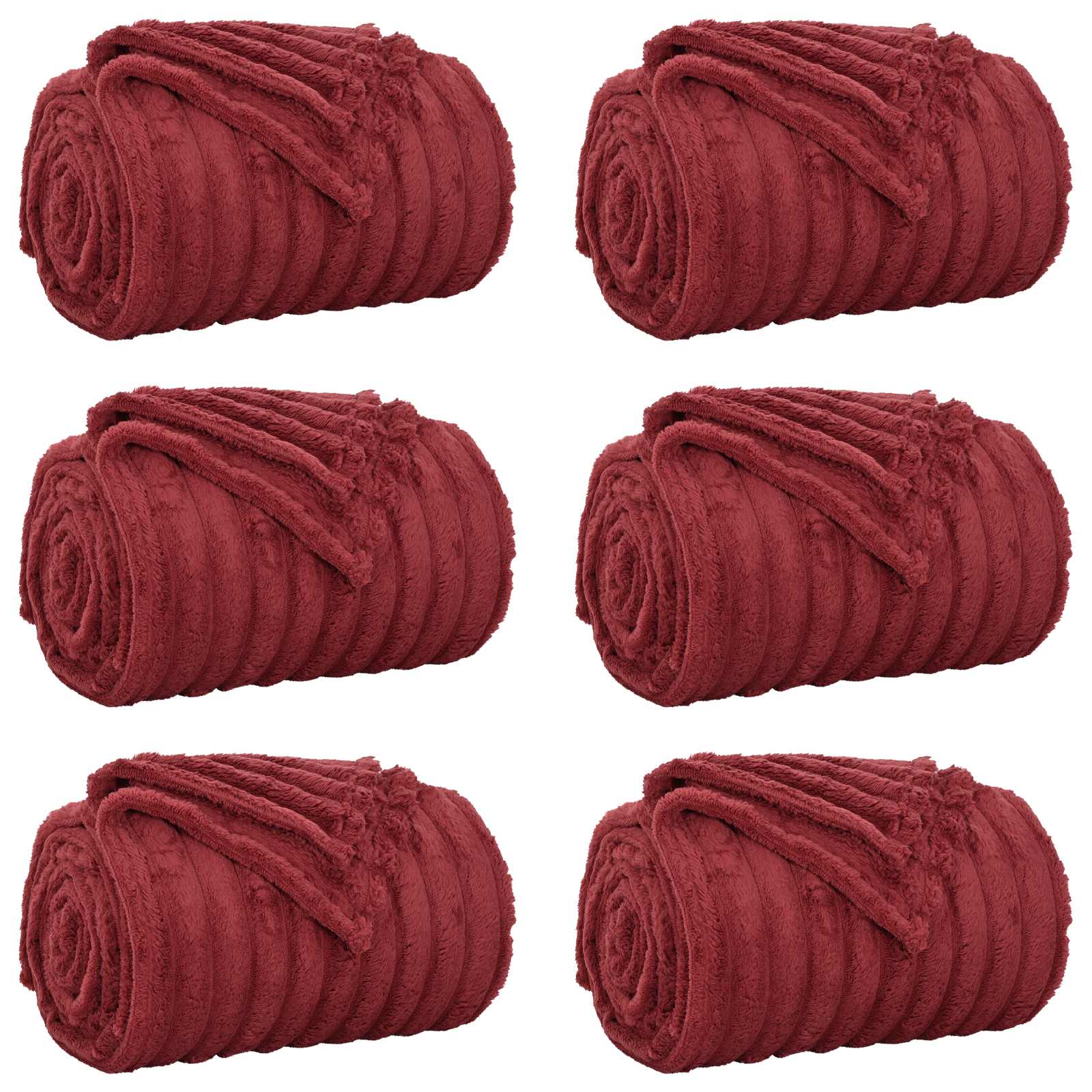 Coperte da Pile 6 pz Rosso Bordeaux 240 x 220 cm 8.76 kg Panno