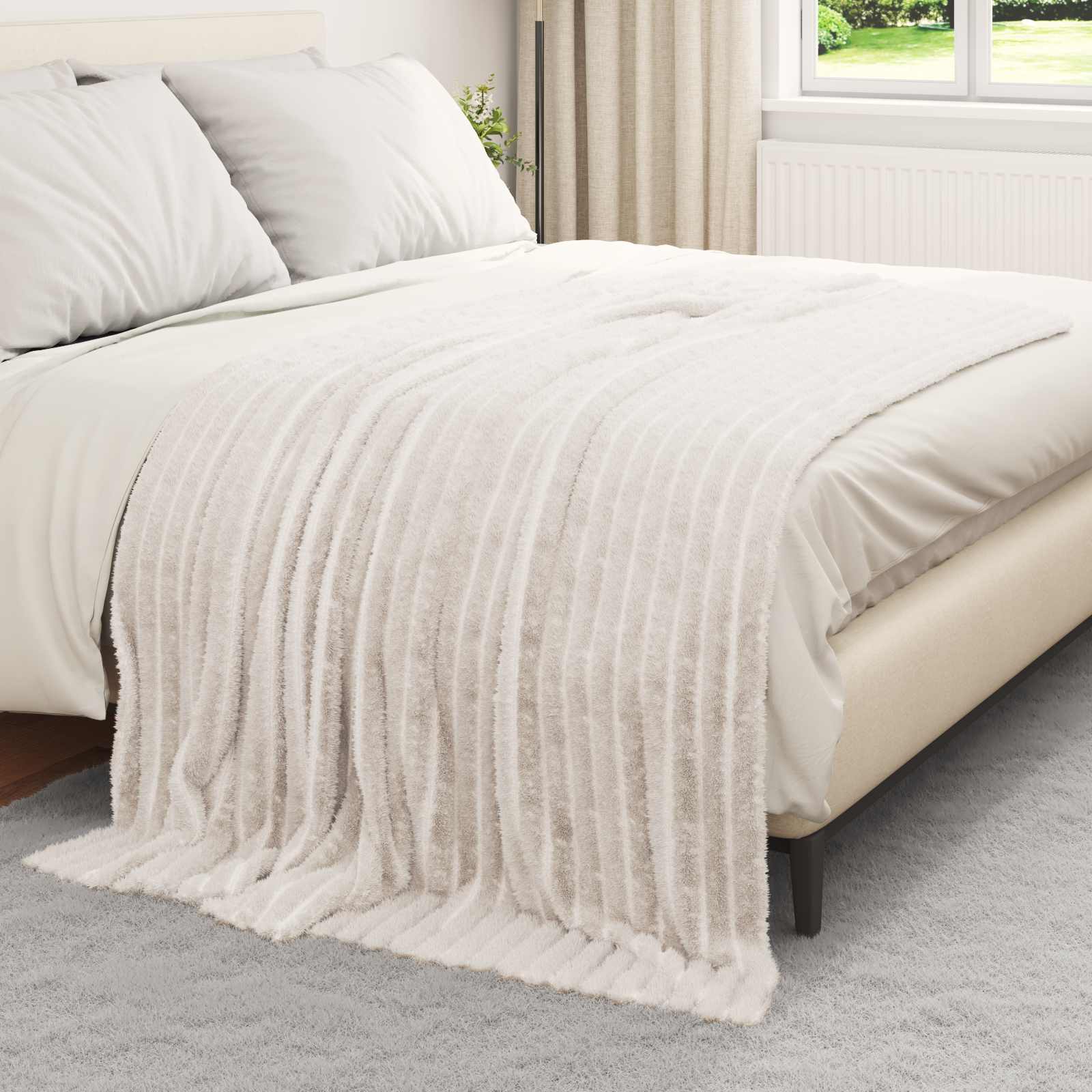 Coperte da Pile 6 pz Crema 200 x 150 cm 4.75 kg Panno
