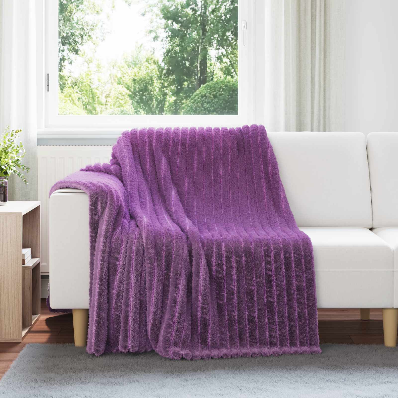 Coperte da Pile 6 pz Viola 200 x 150 cm 4.75 kg Panno