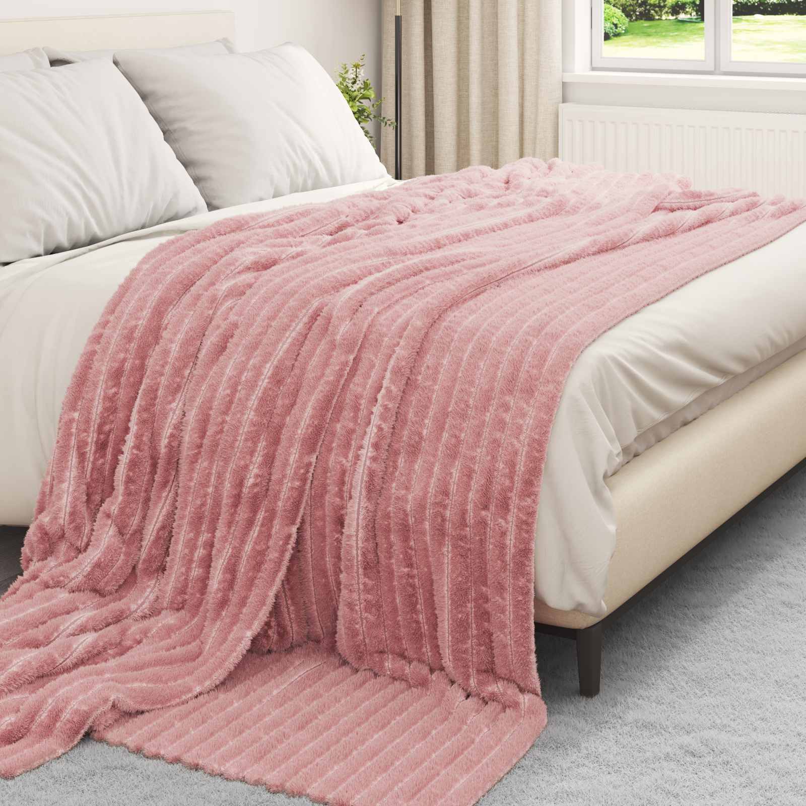 Coperte da Pile 6 pz Rosa 270 x 240 cm 9.53 kg Panno