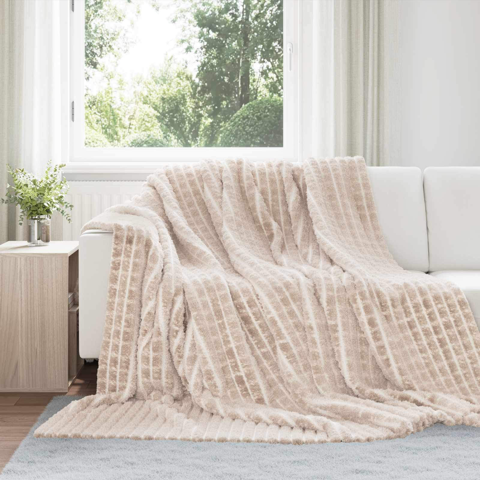 Coperta Beige 270 x 240 cm Panno