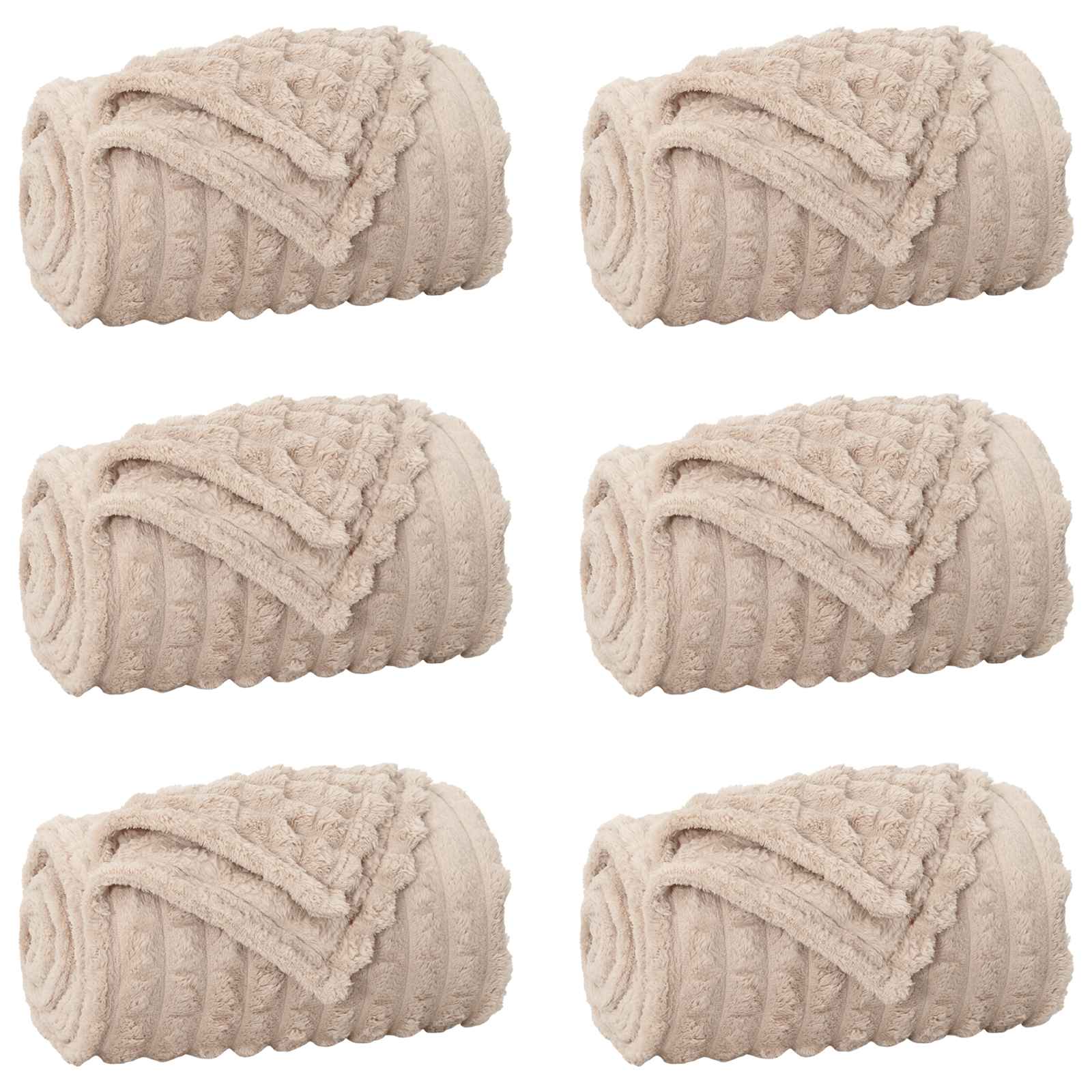 Coperte da Pile 6 pz Beige 150 x 130 cm 2.75 kg Panno
