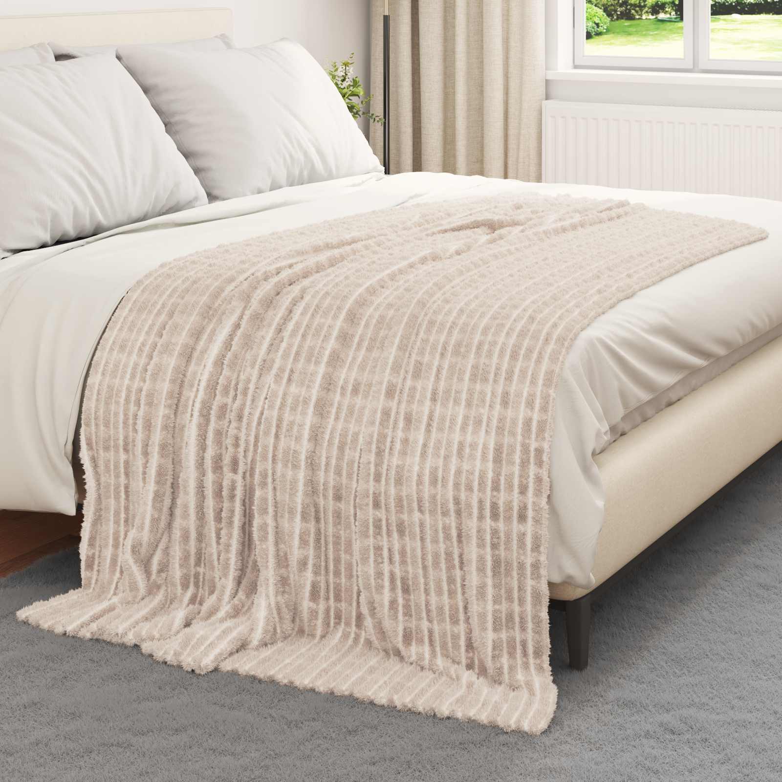 Coperte da Pile 6 pz Beige 200 x 150 cm 4.5 kg Panno