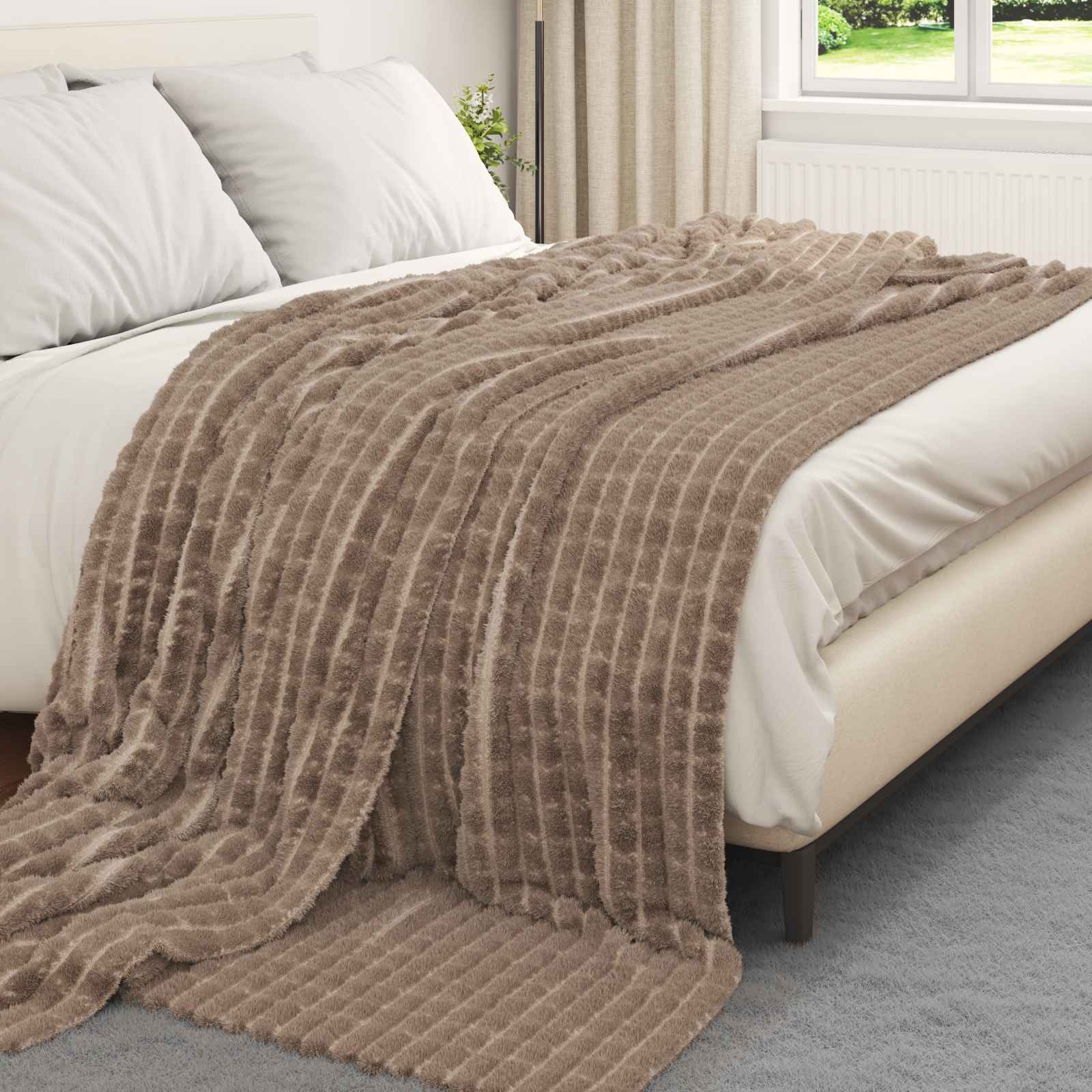 Coperte da Pile 6 pz Cammello 270 x 240 cm 10.32 kg Panno