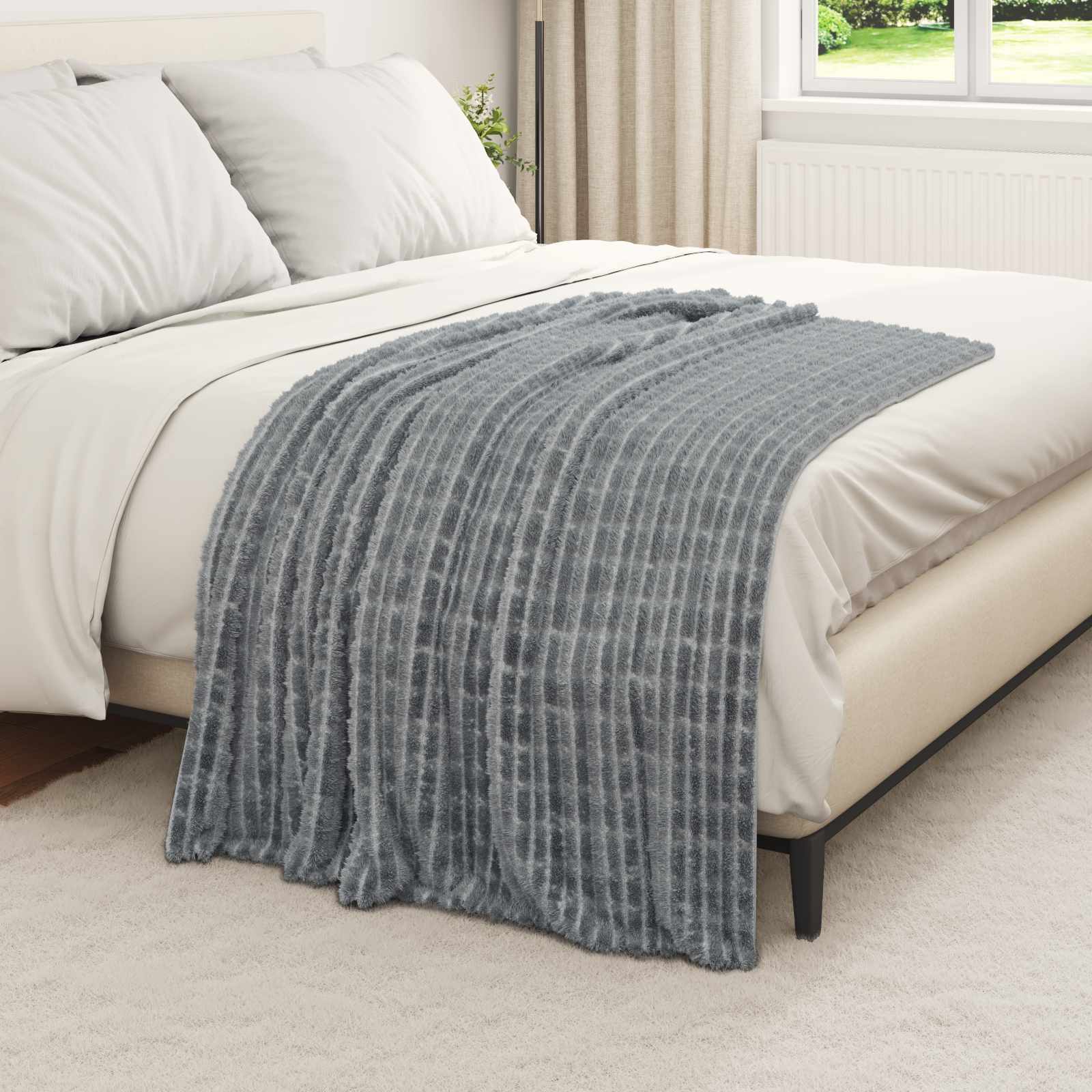 Coperte da Pile 6 pz Grigio scuro 150 x 130 cm 2.75 kg Panno