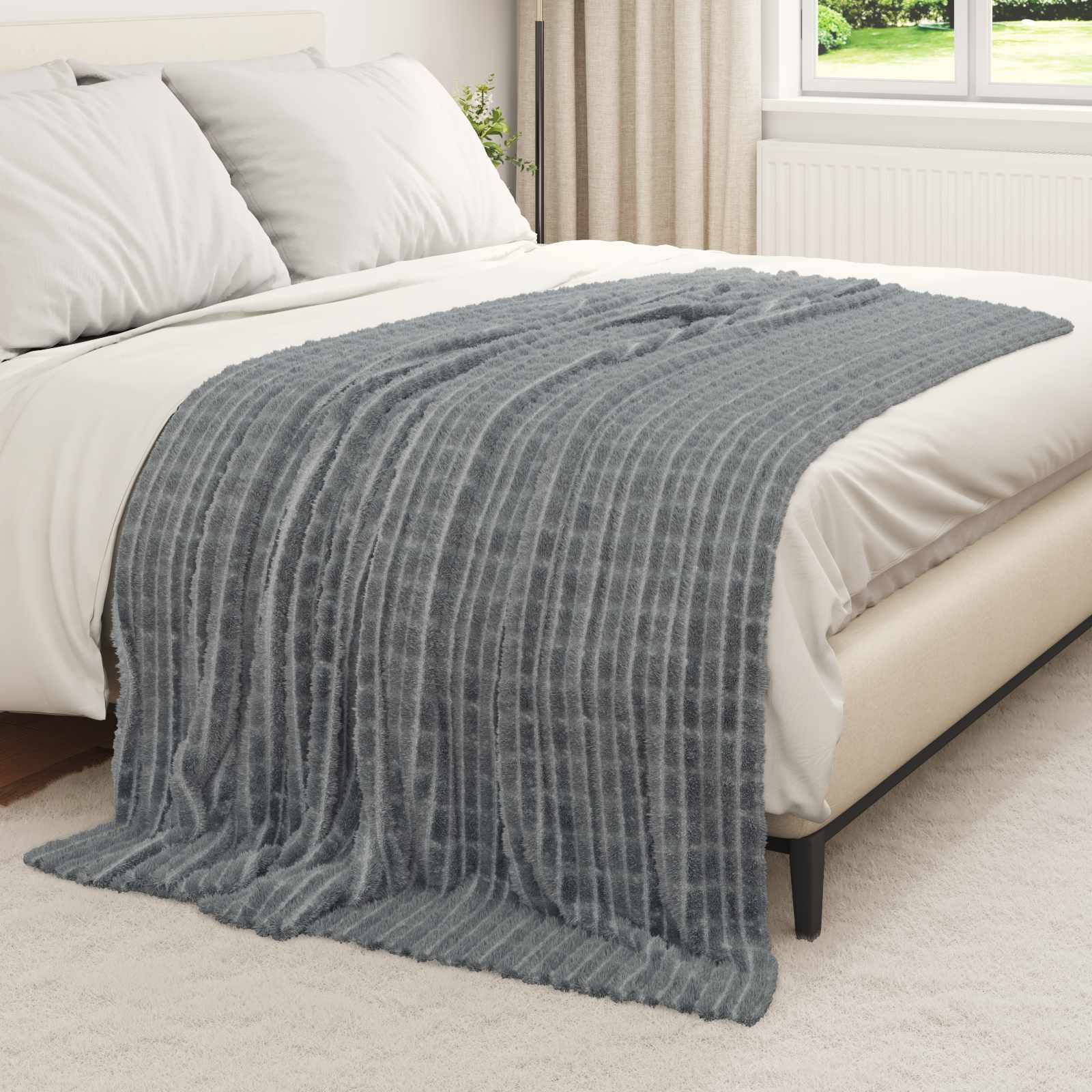 Coperte da Pile 6 pz Grigio scuro 200 x 150 cm 4.5 kg Panno