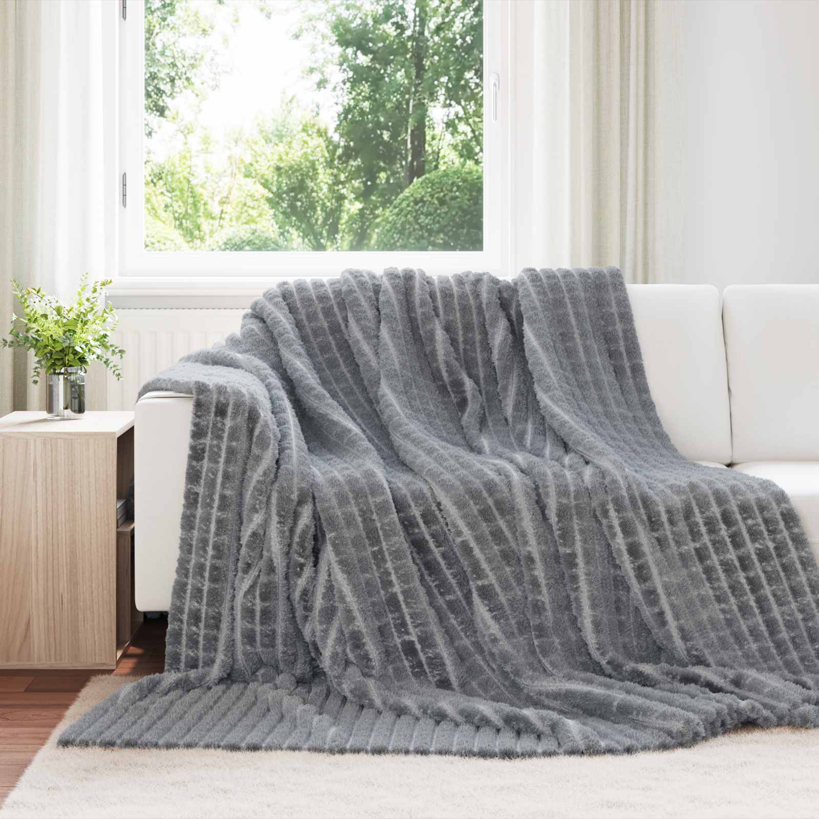 Coperte da Pile 6 pz Grigio scuro 270 x 240 cm 9.44 kg Panno