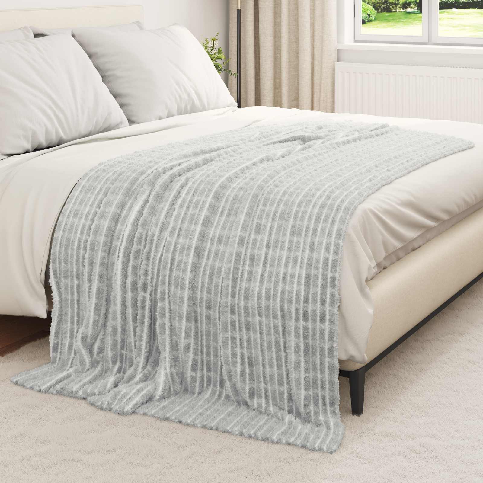 Coperte da Pile 6 pz Grigio 200 x 150 cm 4.5 kg Panno