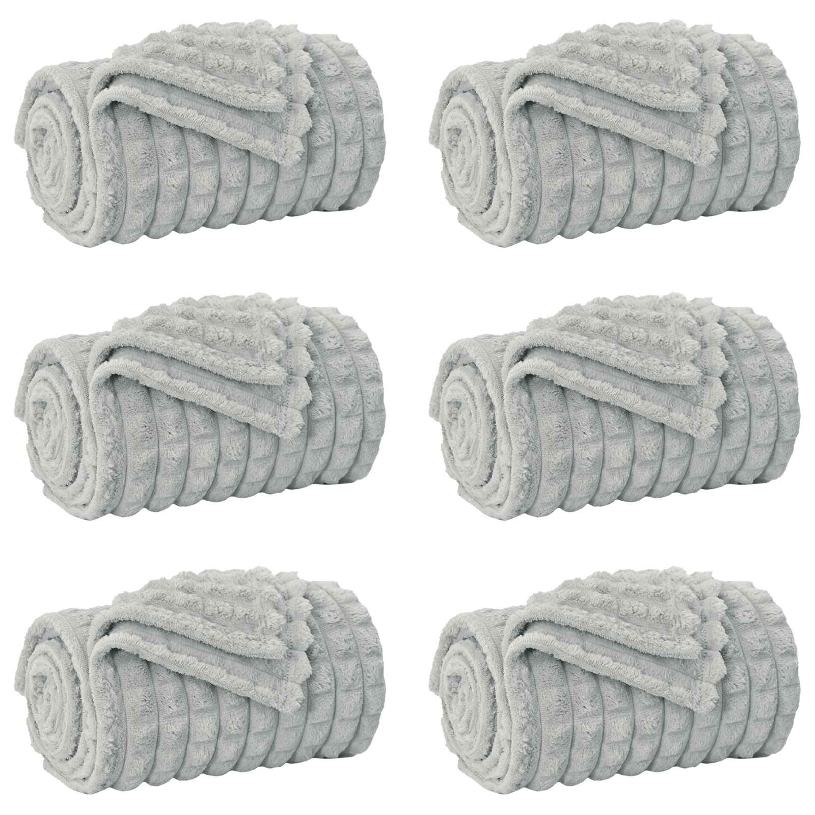 Coperte da Pile 6 pz Grigio 240 x 220 cm 7.71 kg Panno