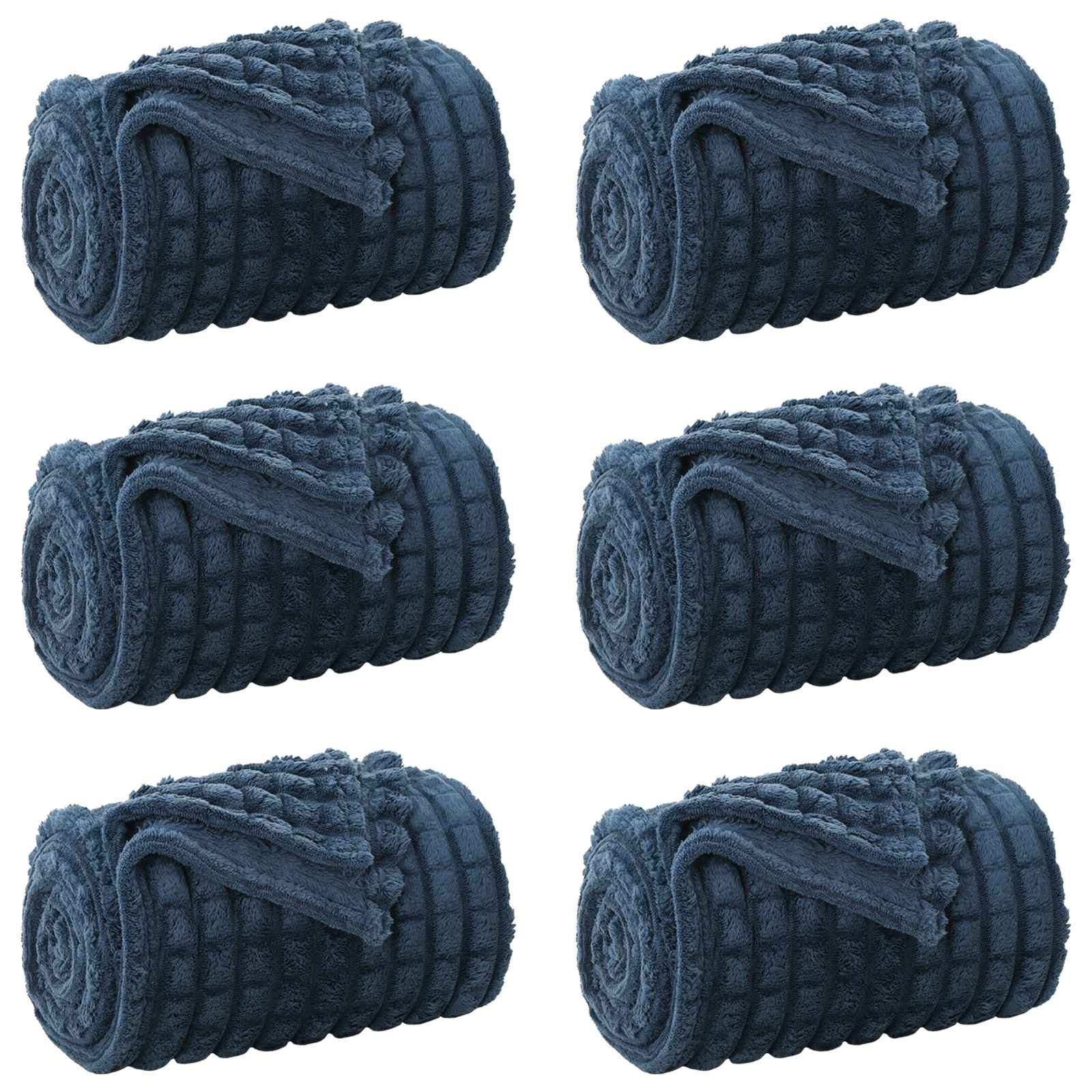 Coperte da Pile 6 pz Blu navy 200 x 150 cm 4.5 kg Panno