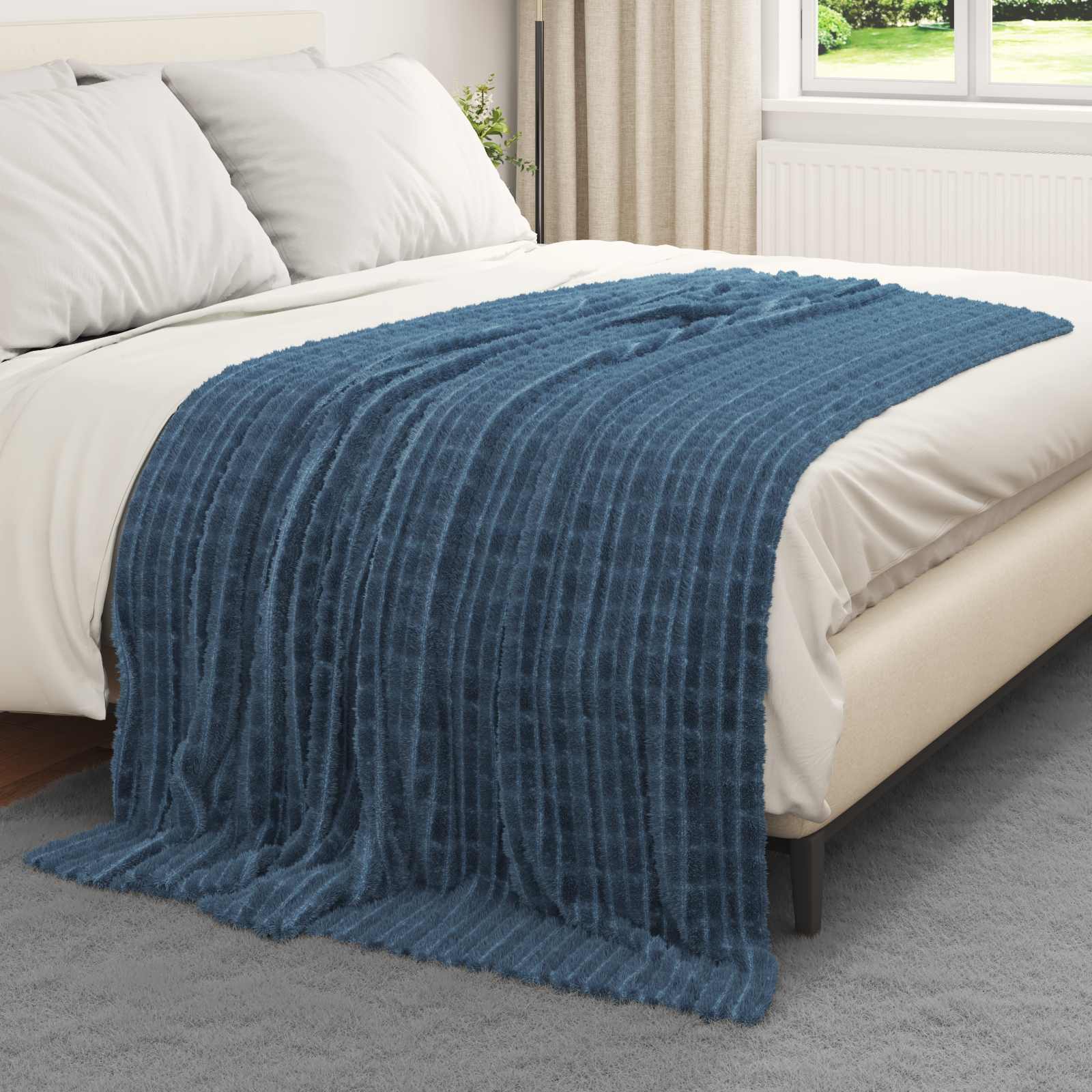 Coperte da Pile 6 pz Blu navy 200 x 150 cm 4.5 kg Panno