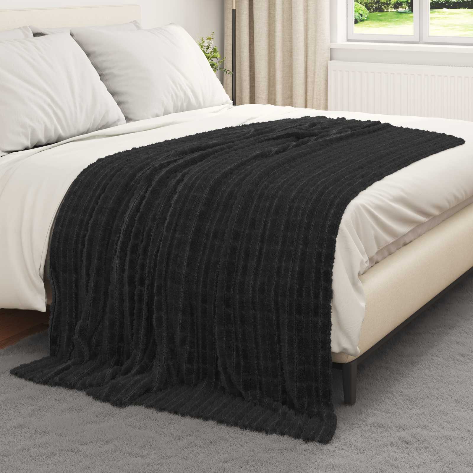 Coperte da Pile 6 pz Nero 200 x 150 cm 4.5 kg Panno