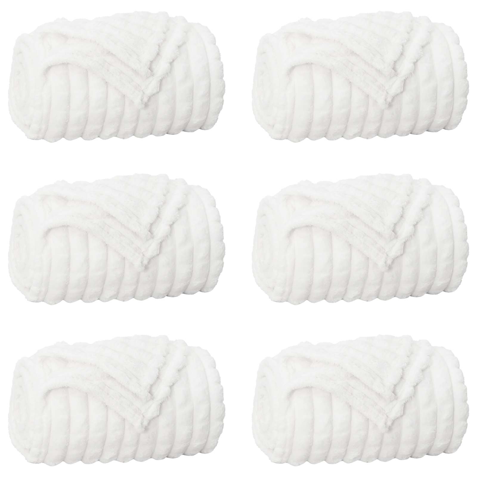 Coperte da Pile 6 pz Bianco 150 x 130 cm 2.75 kg Panno