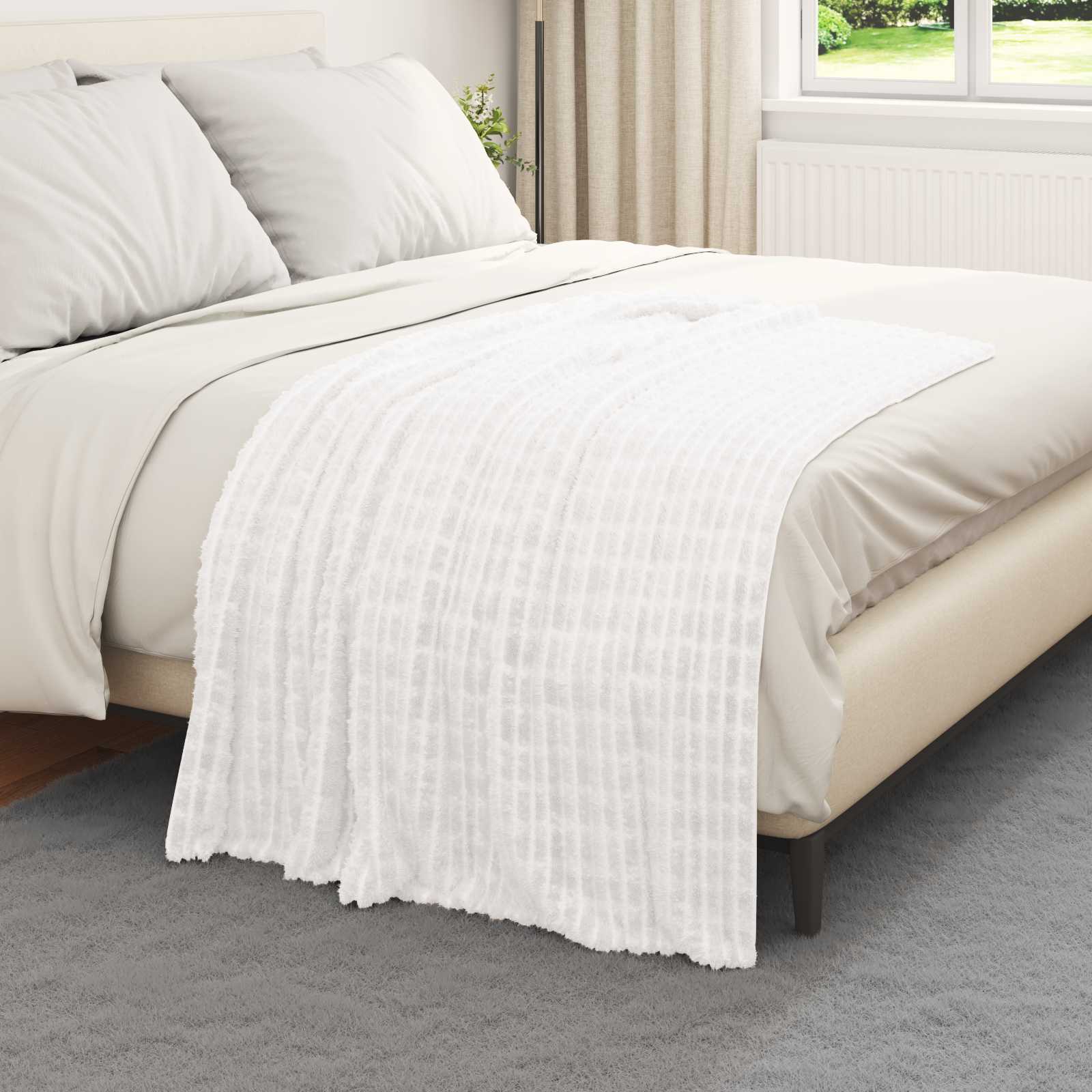 Coperte da Pile 6 pz Bianco 150 x 130 cm 2.75 kg Panno