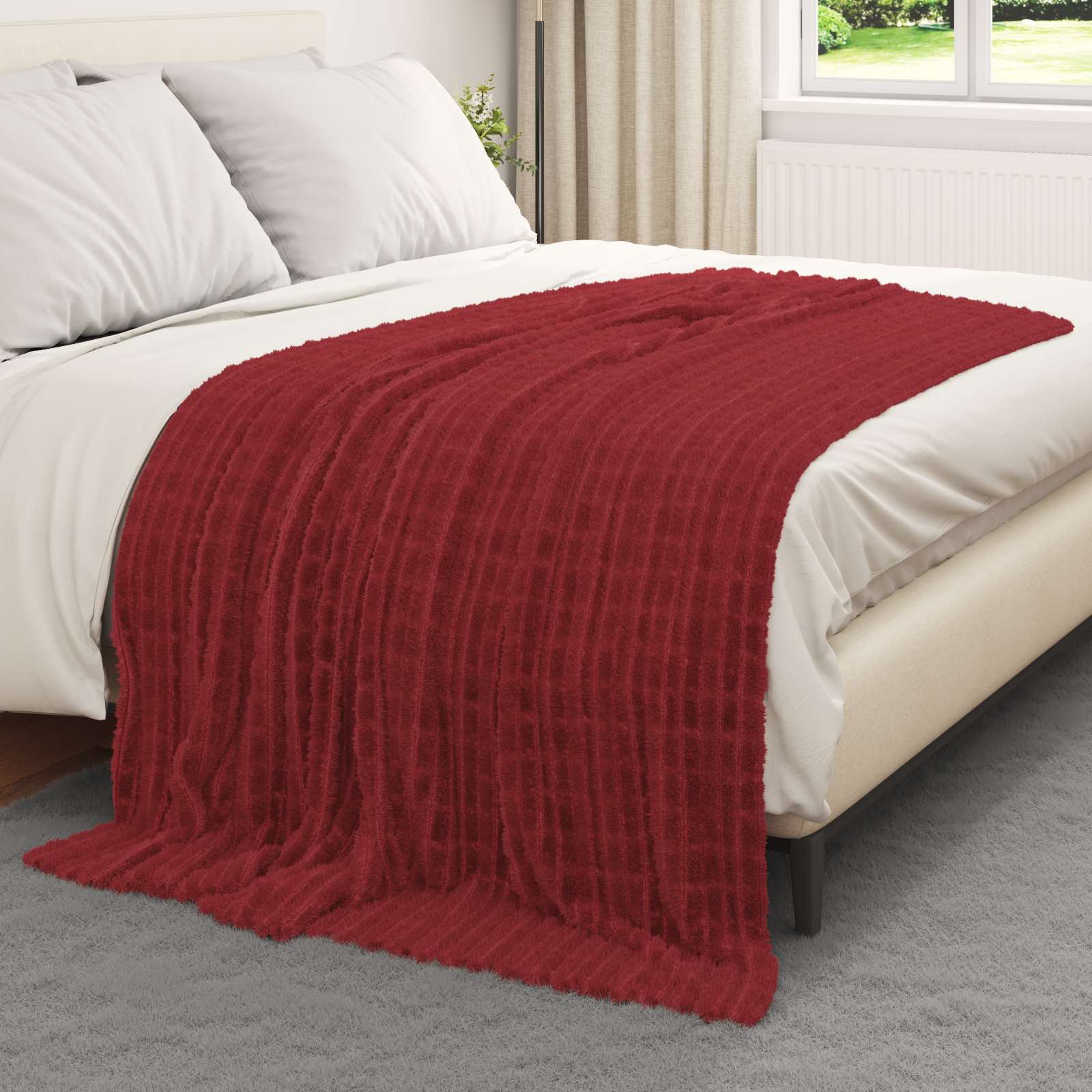 Coperte da Pile 6 pz Rosso Bordeaux 200 x 150 cm 4.5 kg Panno