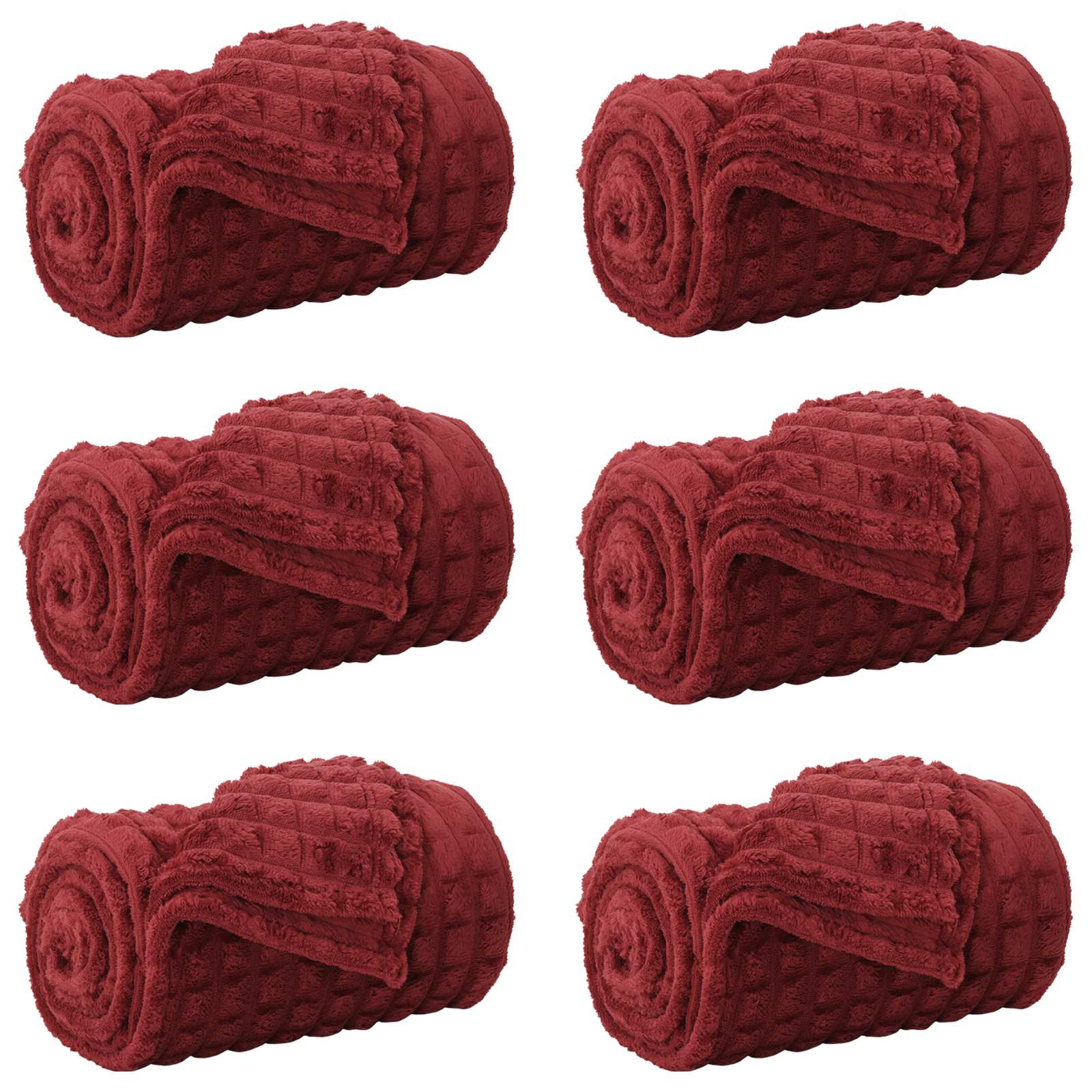 Coperte da Pile 6 pz Rosso Bordeaux 270 x 240 cm 10.04 kg Panno