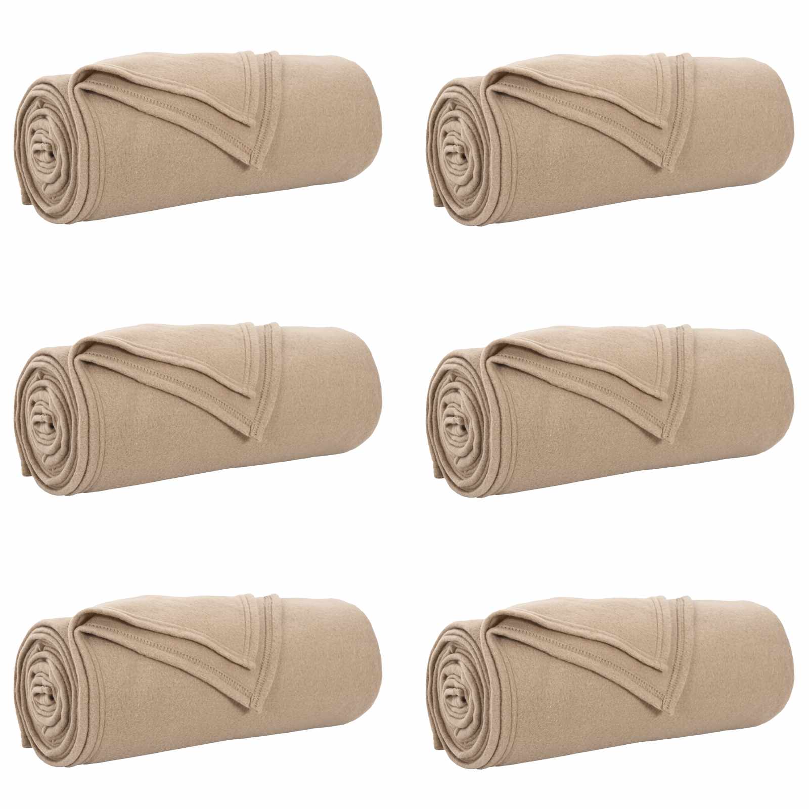 Coperte da Pile 6 pz Cammello 170 x 130 cm 1.97 kg Panno