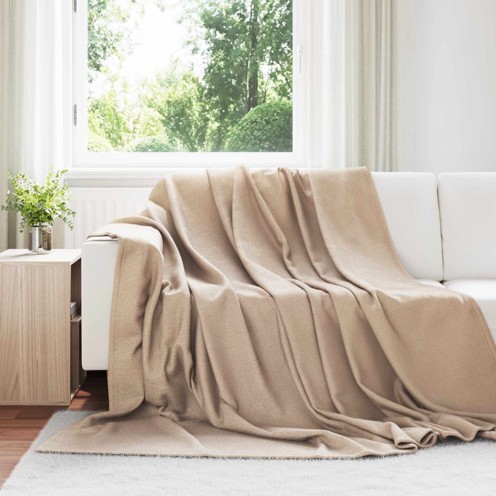 Coperte da Pile 6 pz Cammello 240 x 220 cm 4.28 kg Panno