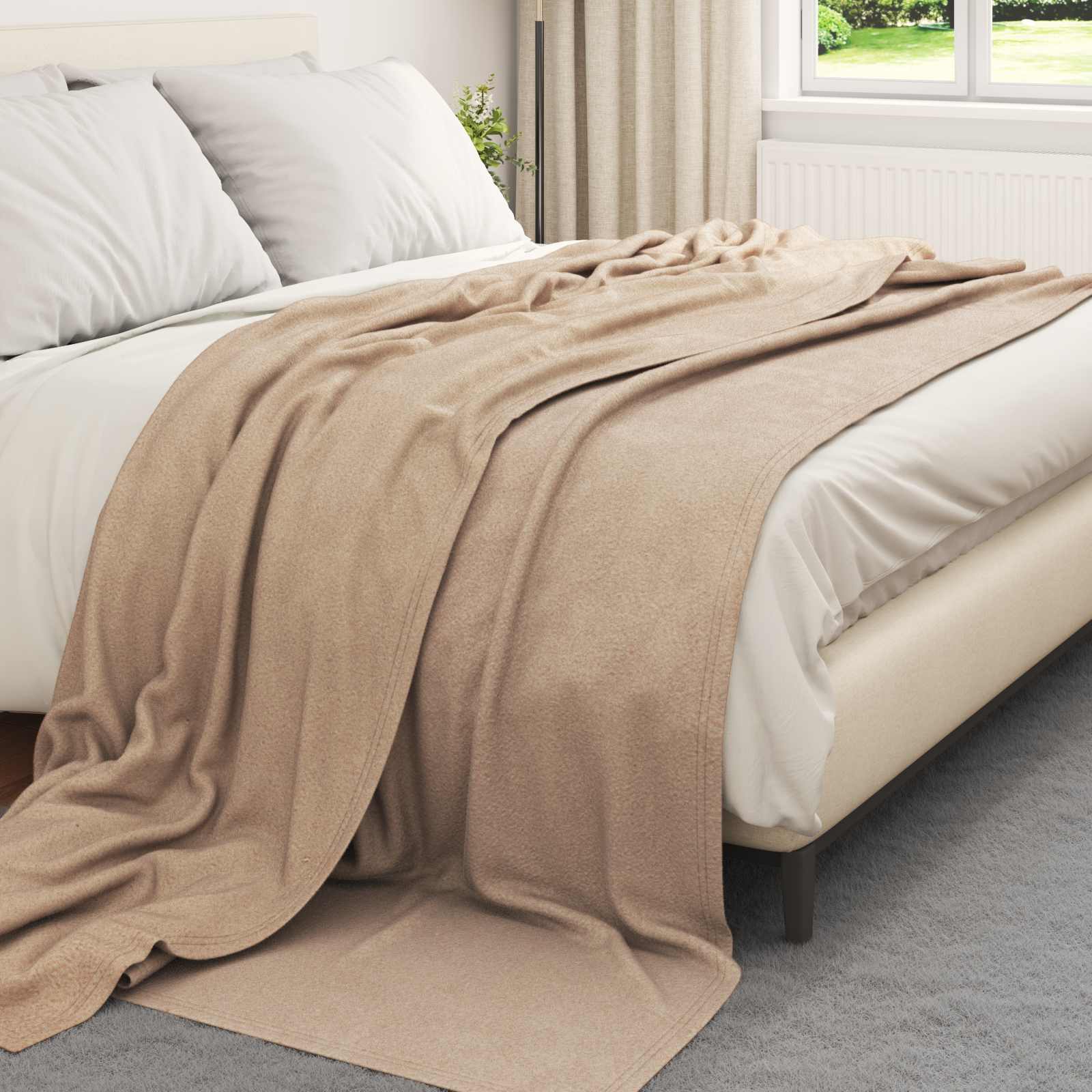 Coperte da Pile 6 pz Cammello 270 x 240 cm 5.08 kg Panno