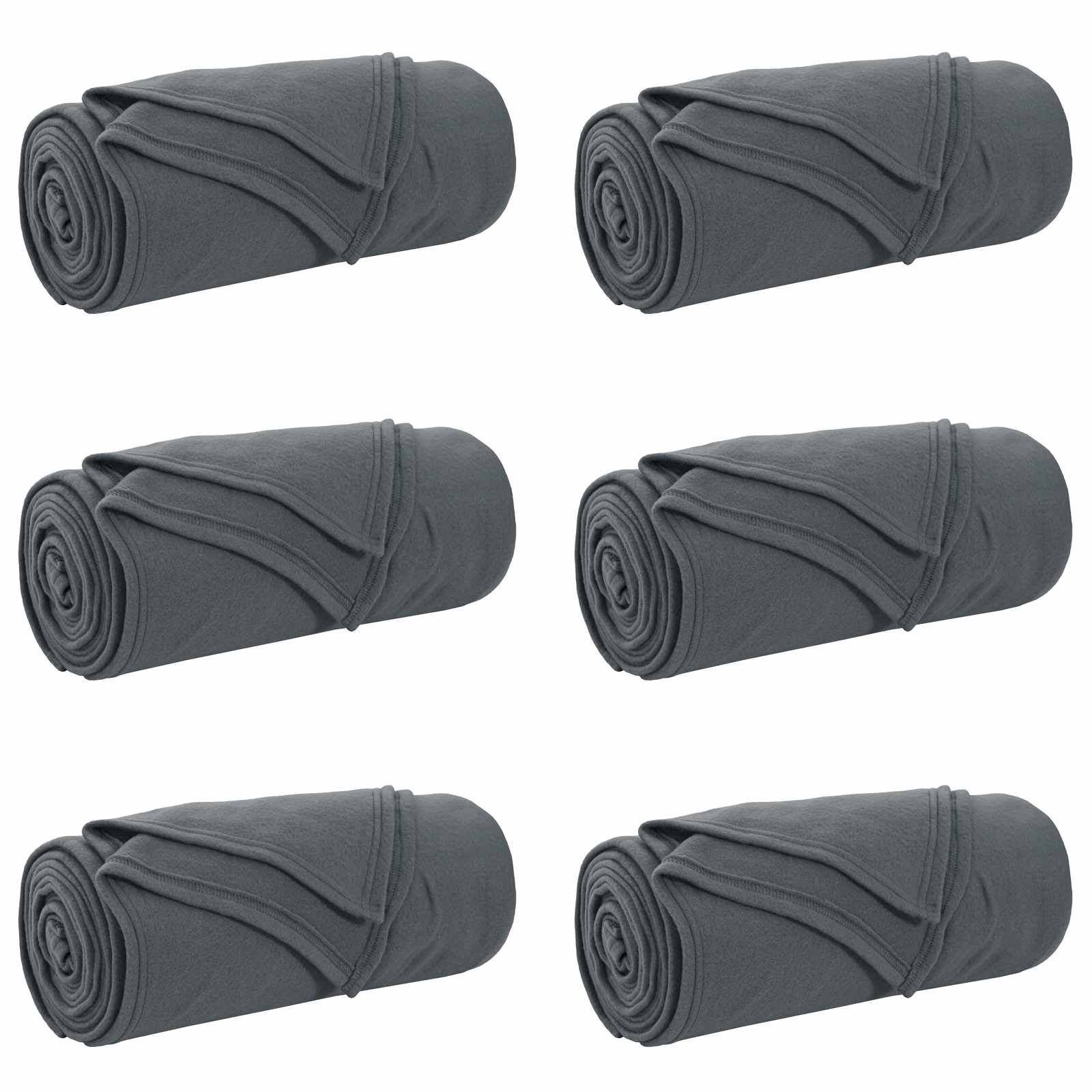 Coperte da Pile 6 pz Grigio Scuro 270 x 240 cm 5.08 kg Panno