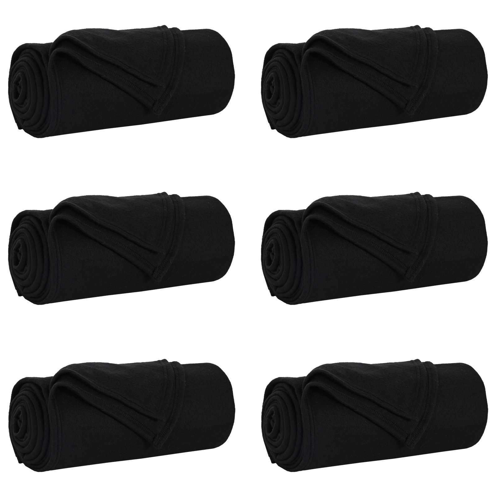 Coperte da Pile 6 pz Nero 270 x 240 cm 5.08 kg Panno