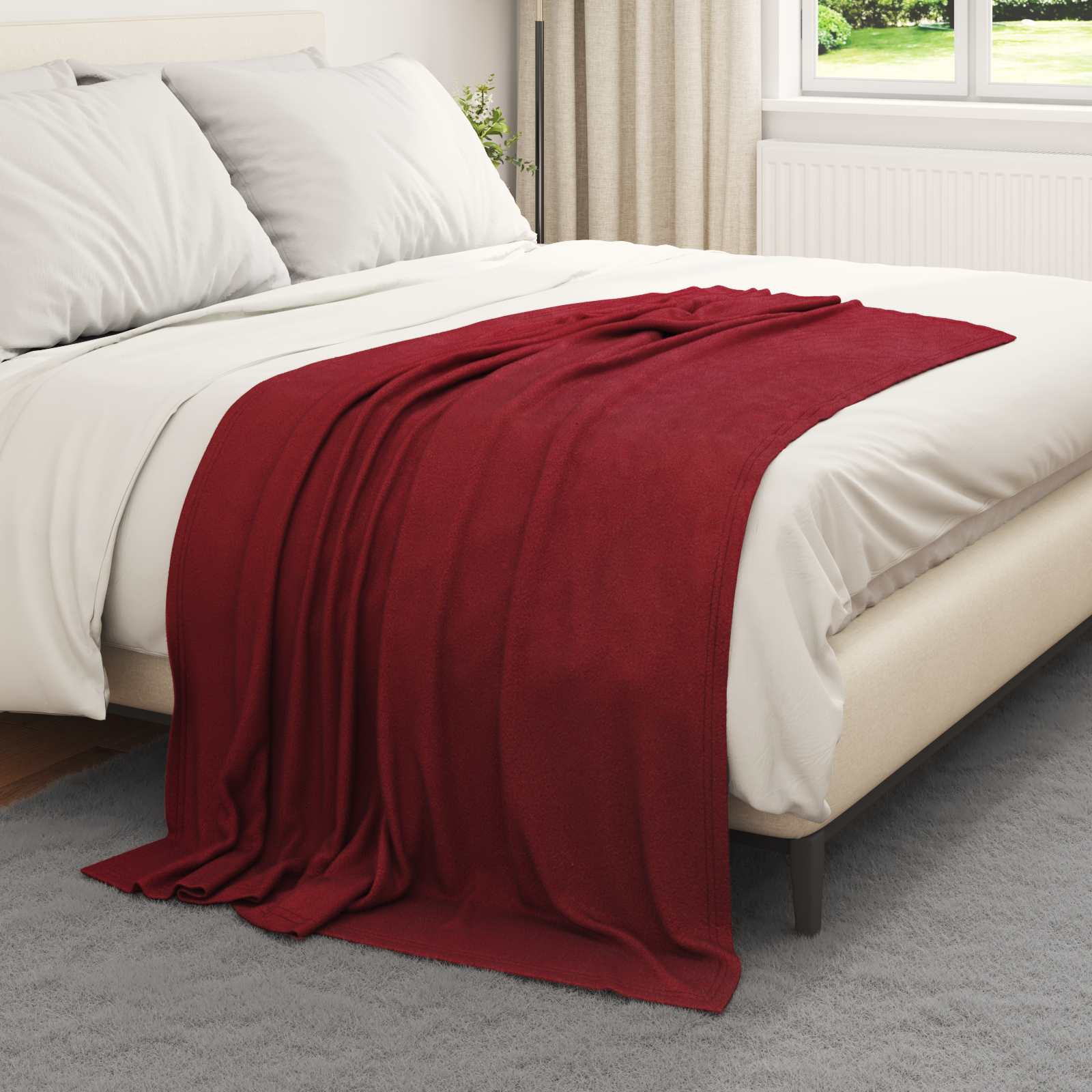 Coperte da Pile 6 pz Rosso Bordeaux 170 x 130 cm 1.86 kg Panno