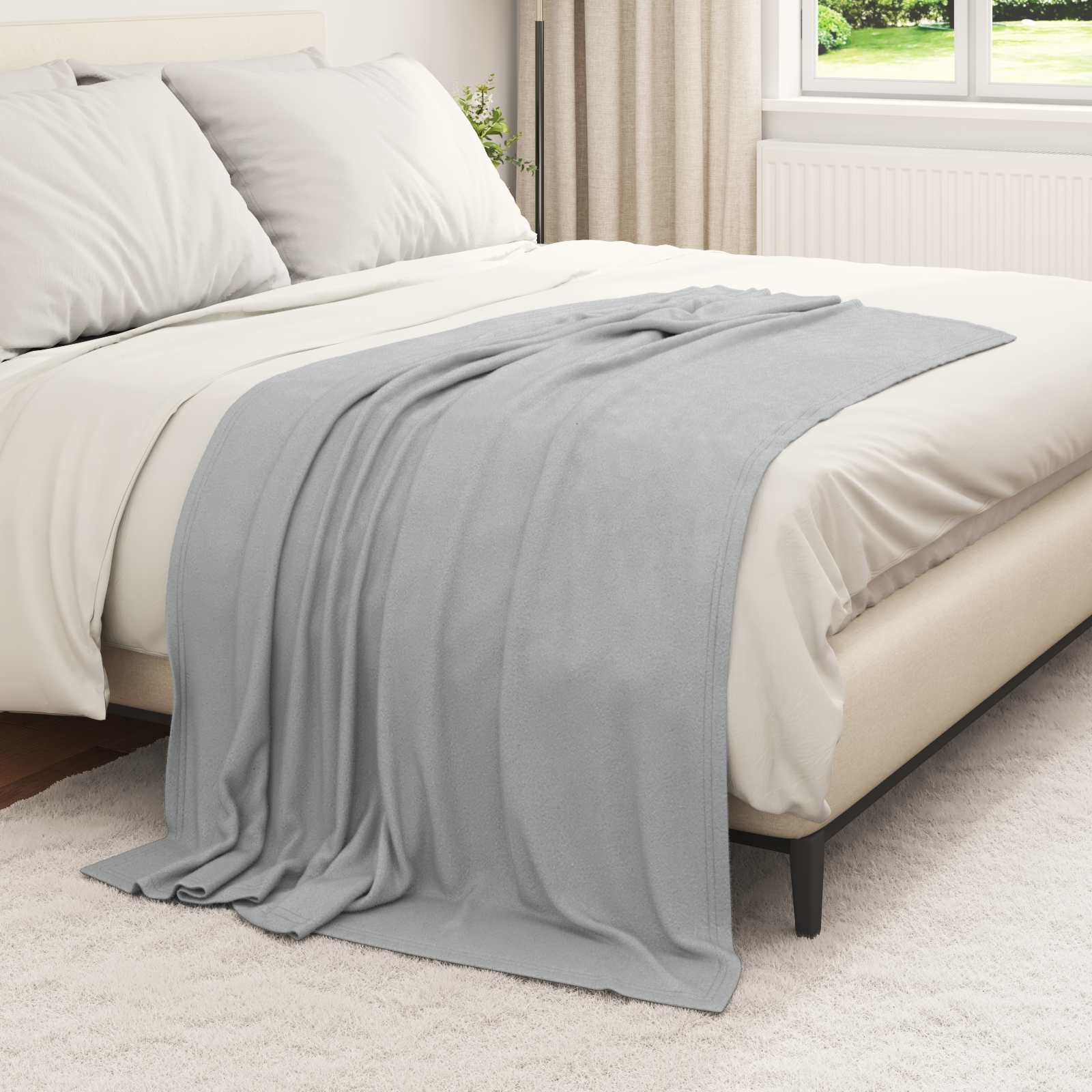 Coperte da Pile 24 pz Grigio 170 x 130 cm 7.43 kg Panno