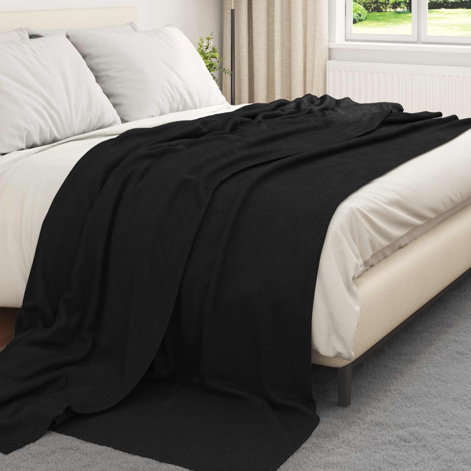 Coperte da Pile 24 pz Nero 240 x 220 cm 17.63 kg Panno
