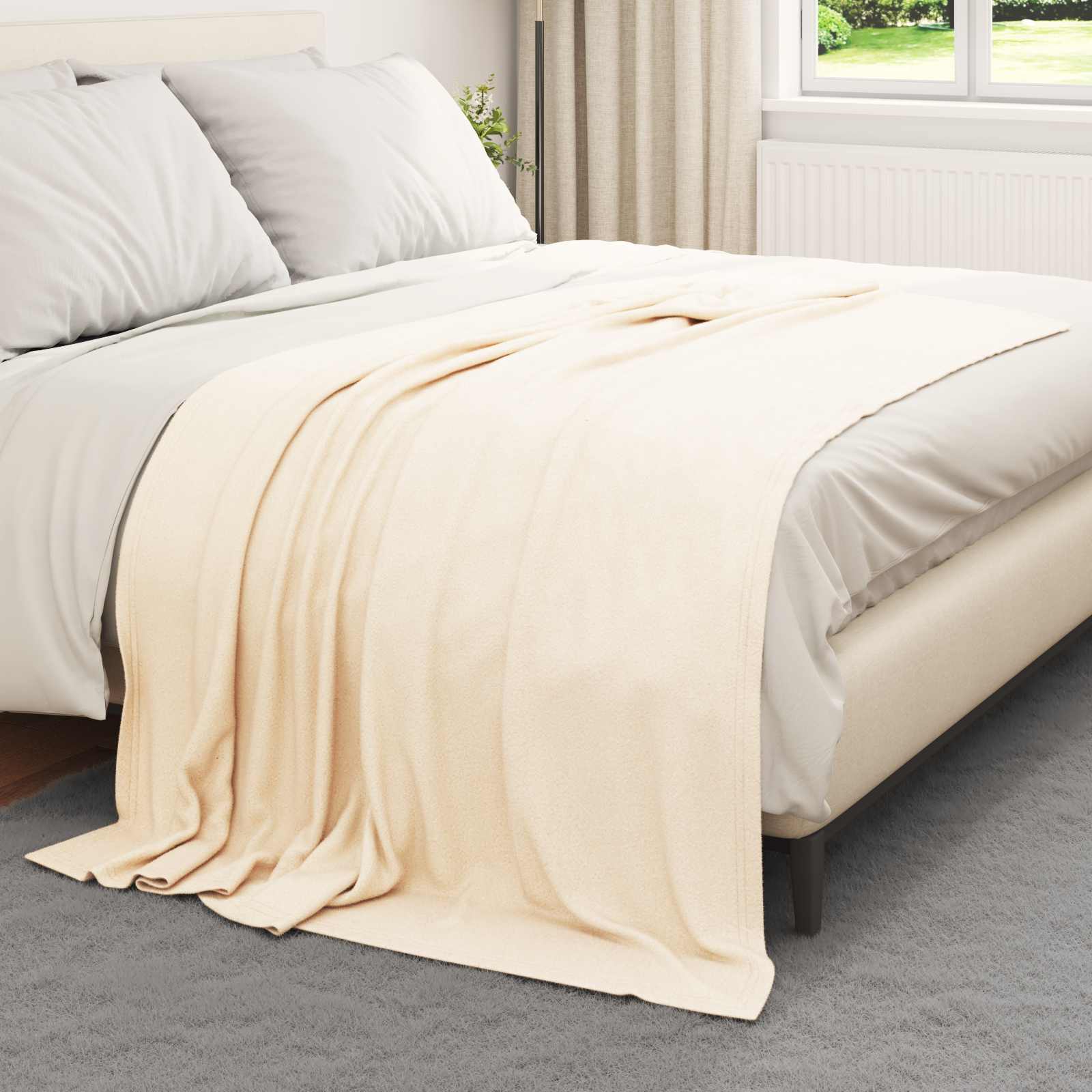 Coperte da Pile 24 pz Crema 200 x 150 cm 10.08 kg Panno