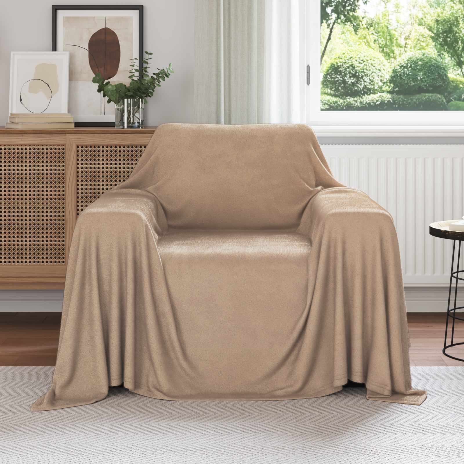 Coperte da Pile 6 pz Cammello 210 x 140 cm 2.48 kg Panno