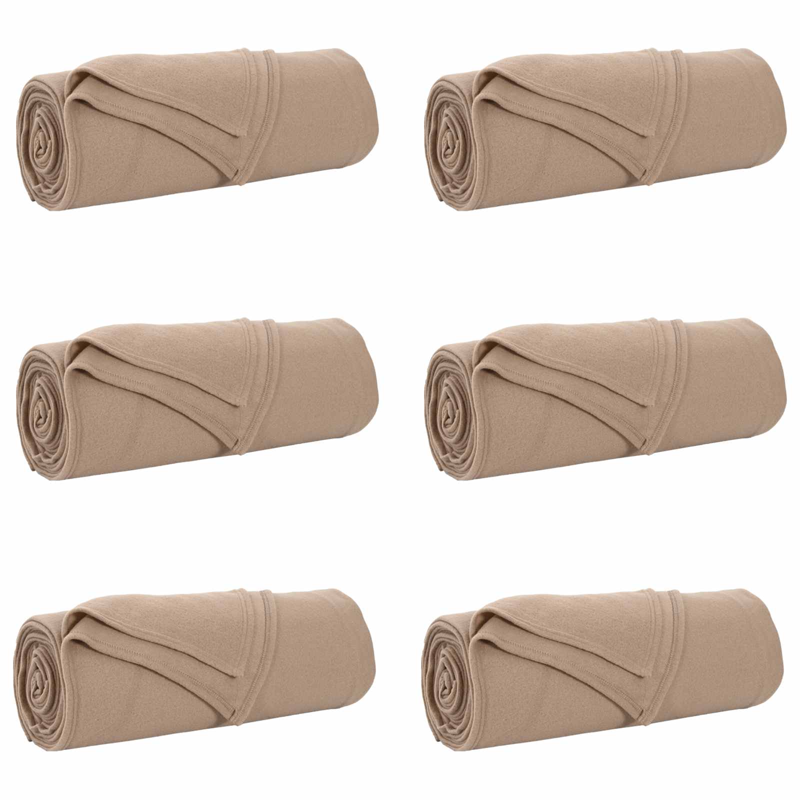 Coperte da Pile 6 pz Cammello 210 x 140 cm 2.48 kg Panno