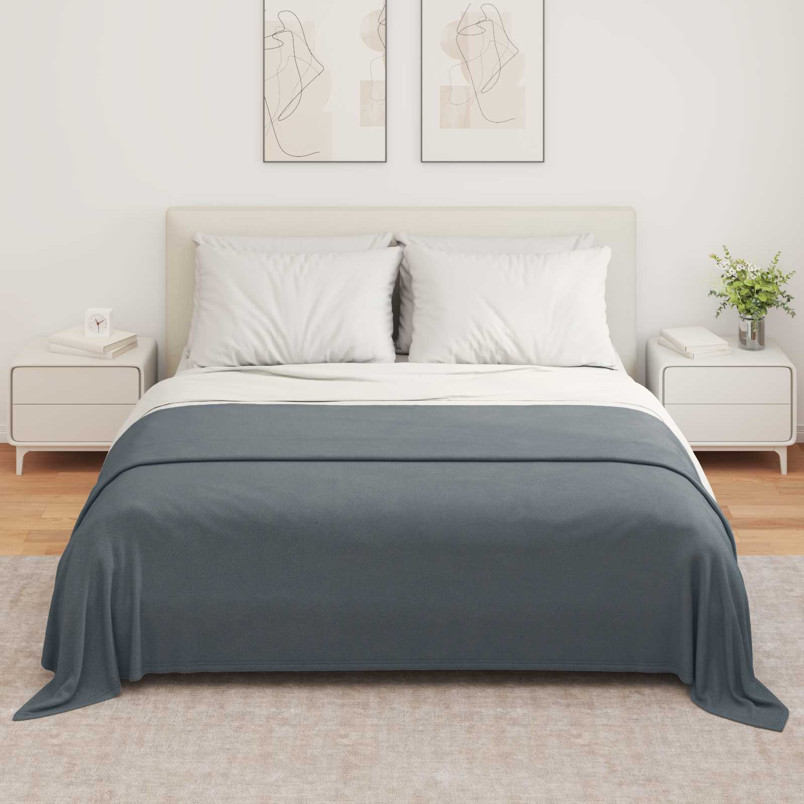 Coperte da Pile 6 pz Grigio Scuro 280 x 210 cm 4.88 kg Panno