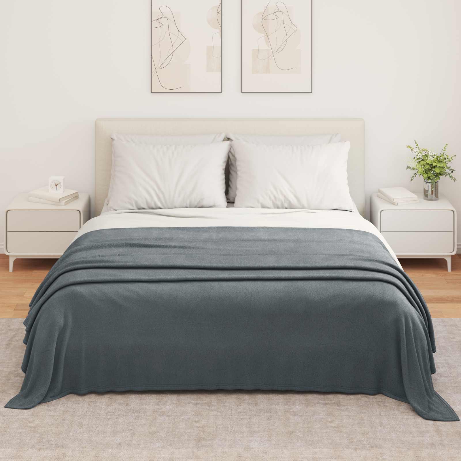 Coperte da Pile 6 pz Grigio Scuro 350 x 270 cm 8.09 kg Panno