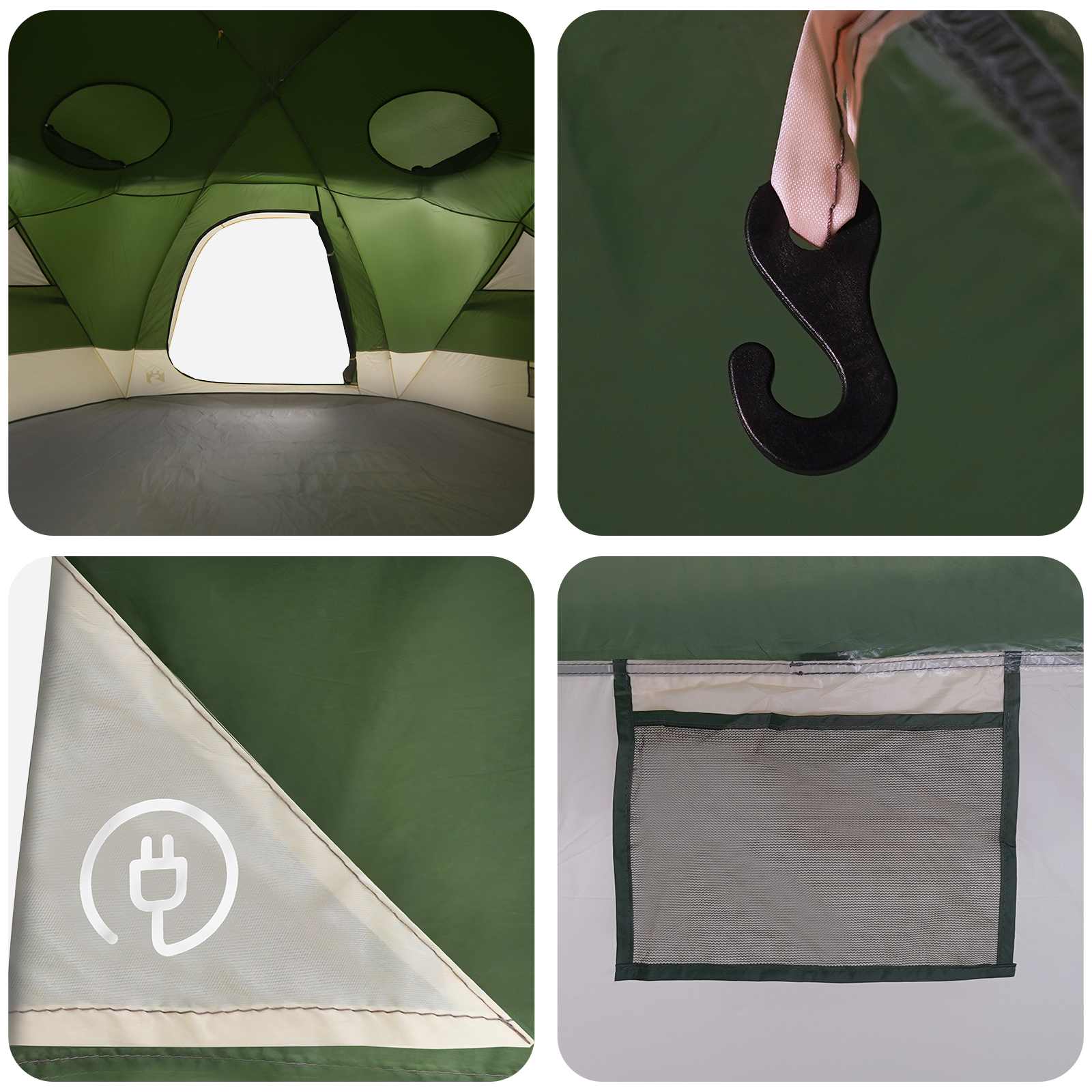 Tenda a cupola con tetto rimovibile 4 persona Verde