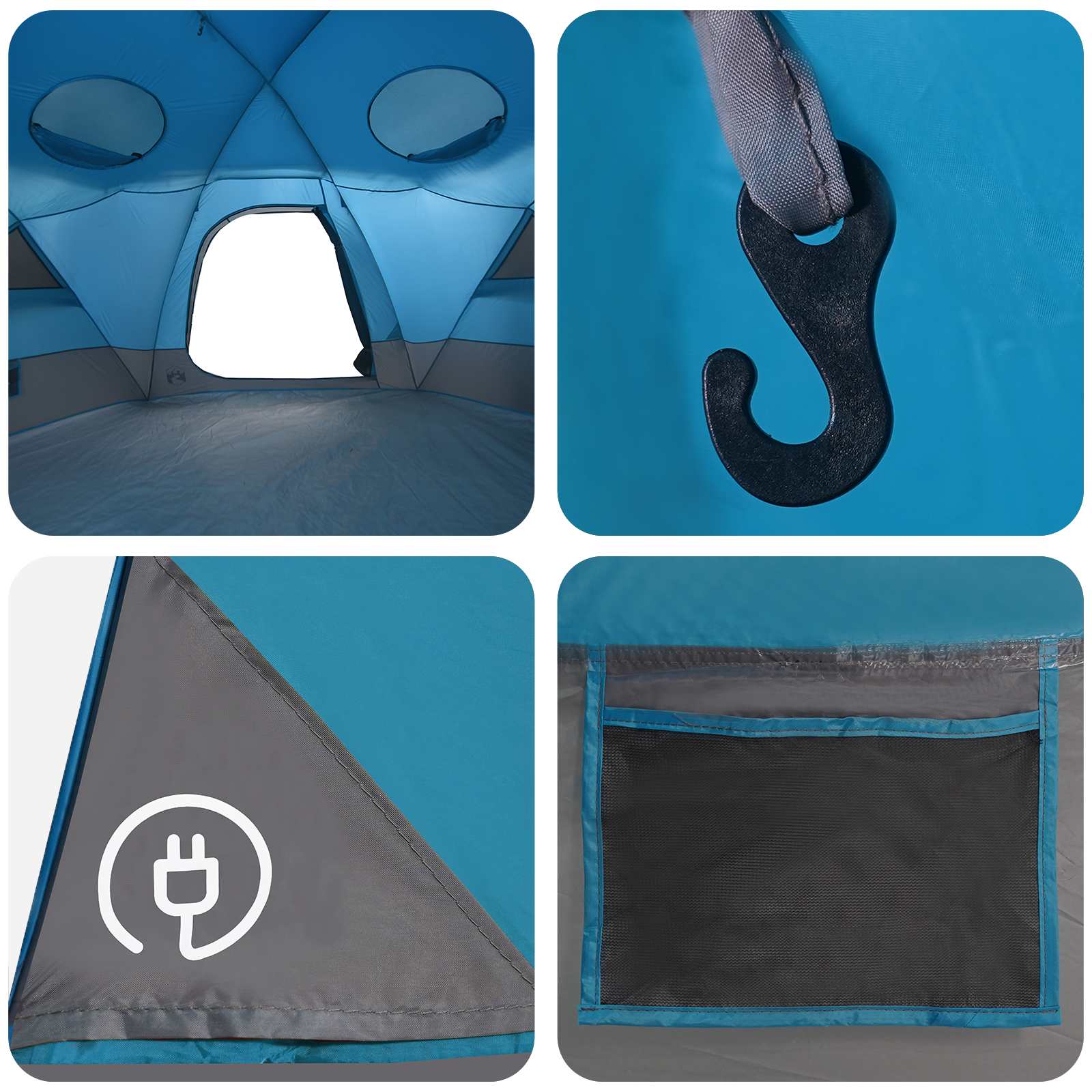 Tenda a cupola con tetto rimovibile 4 persona Blu