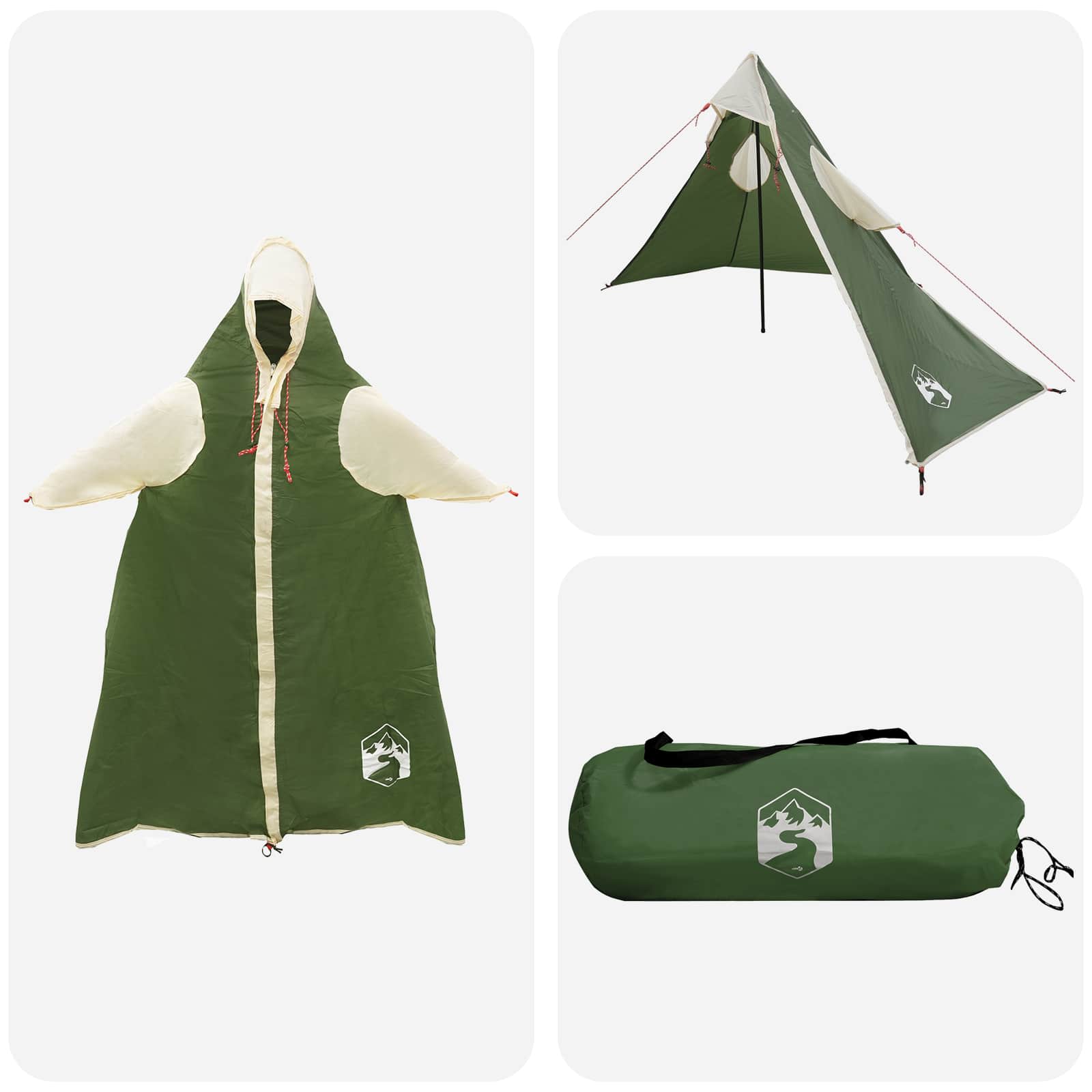 Poncho da pioggia 2-in-1 con cappuccio Verde 262 x 126 x 130 cm