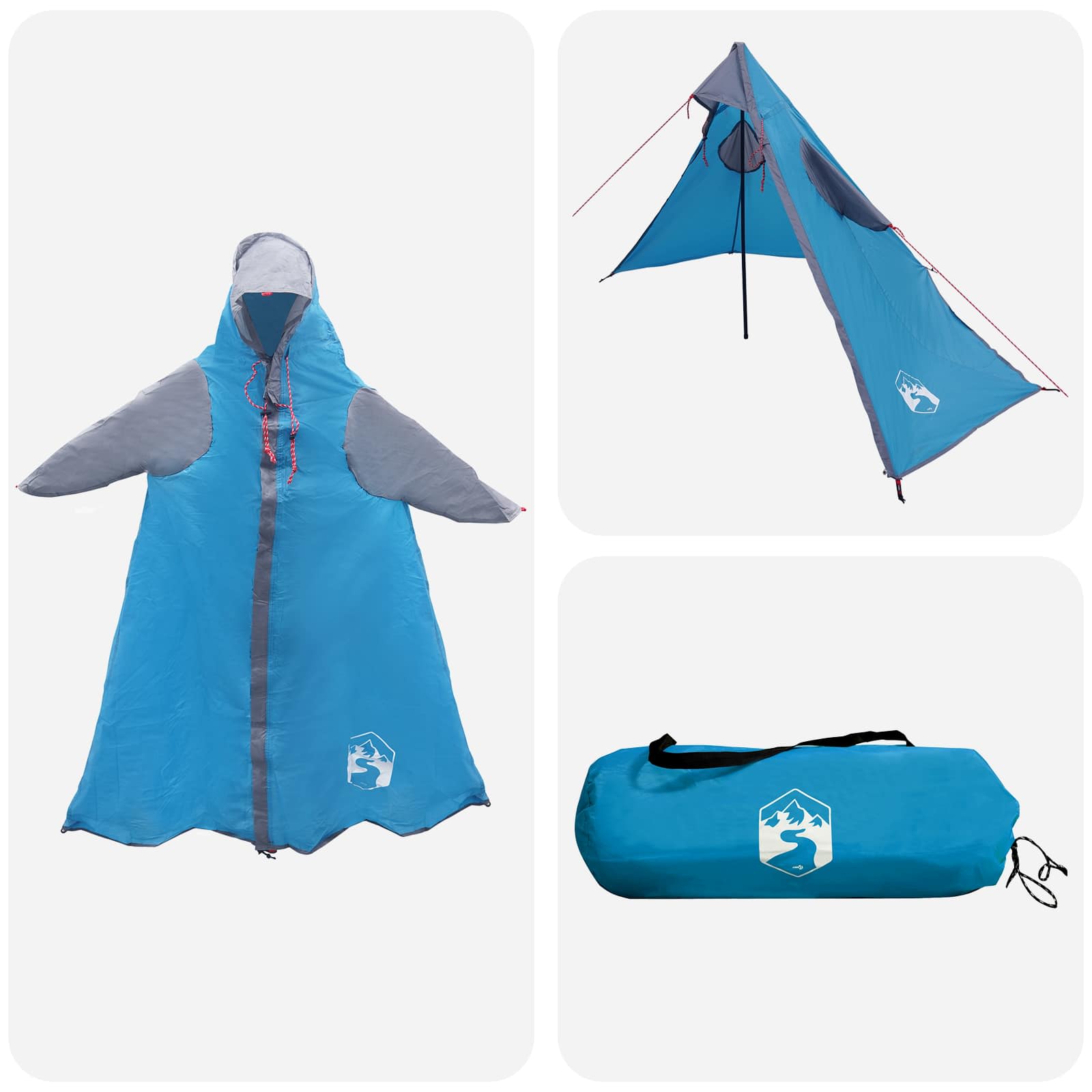 Poncho da pioggia 2-in-1 con cappuccio Blu 262 x 126 x 130 cm