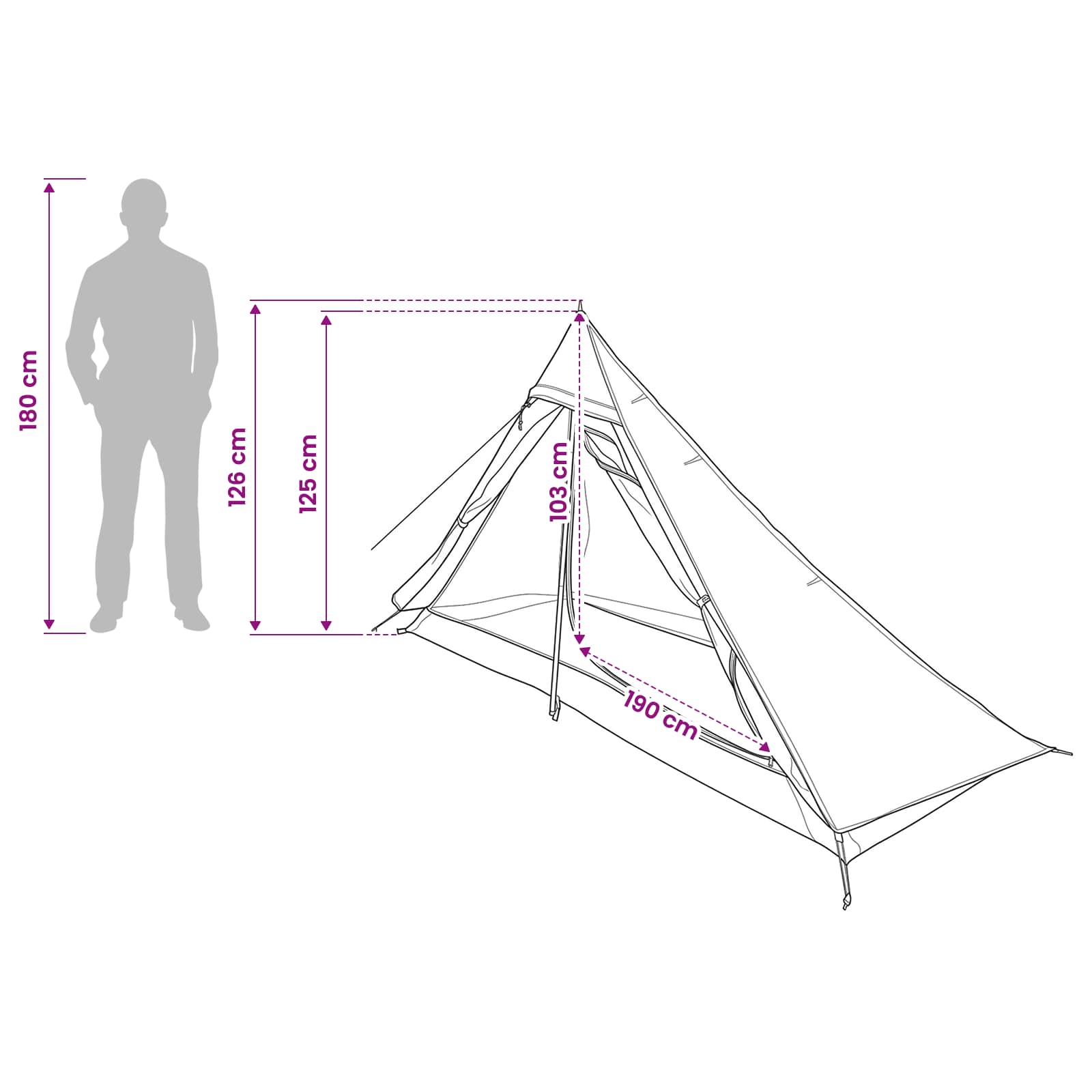 Tenda da backpacking Blu 222 x 85 x 125 cm