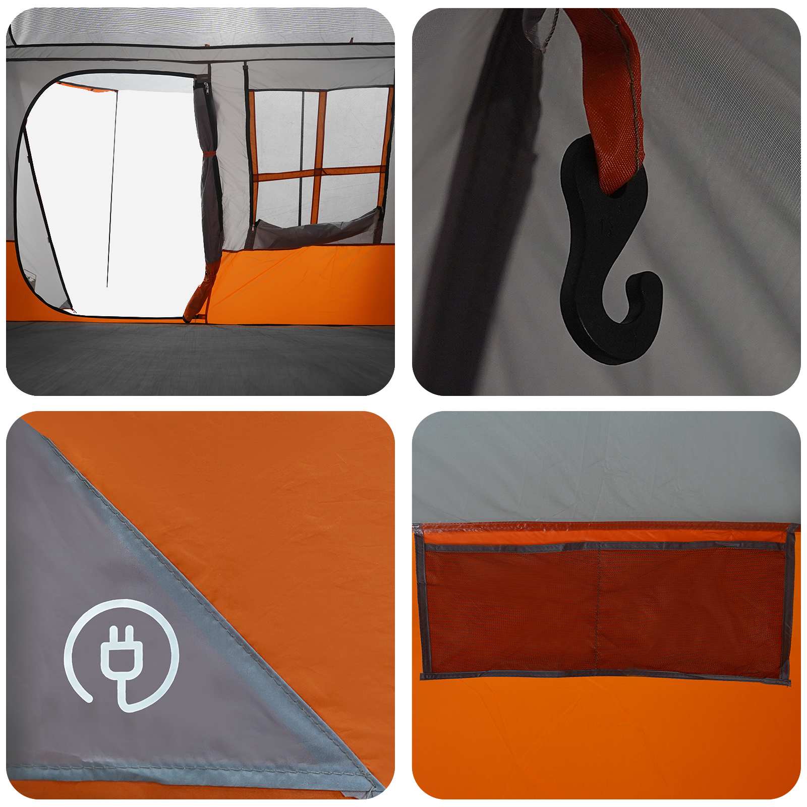 Tenda a tunnel Grigio e arancione 275 x 240 x 200 cm