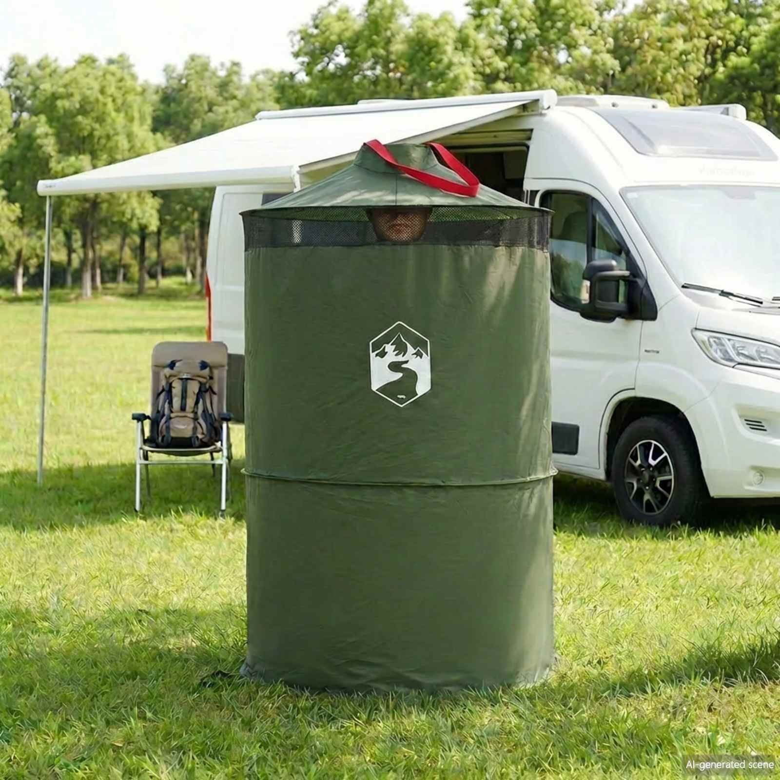 Tenda per toilet pop-up con corda sospesa Verde 97 x 126 cm