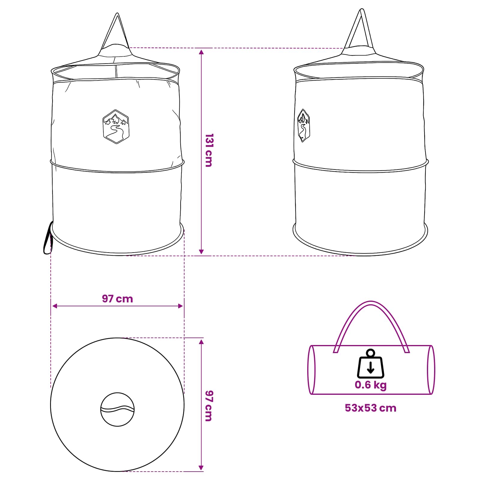 Tenda per toilet pop-up con corda sospesa Verde 97 x 126 cm