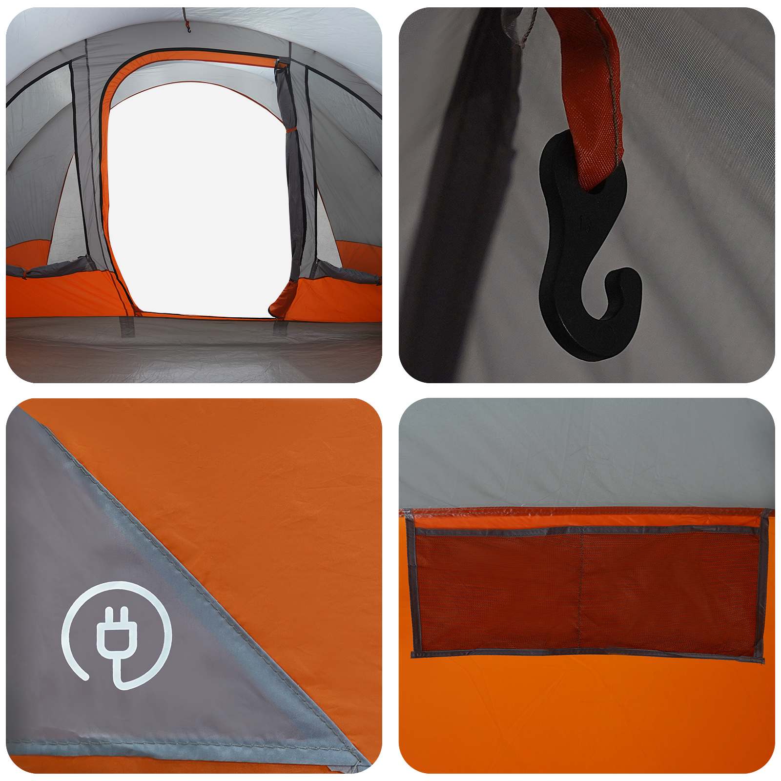 Tenda a tunnel Grigio e arancione 560 x 395 x 212 cm