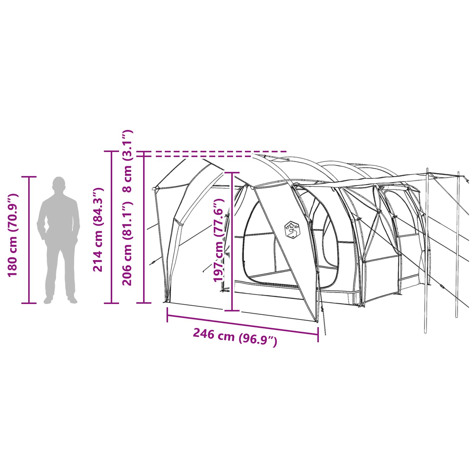 Tenda a tunnel 4 persona Blu
