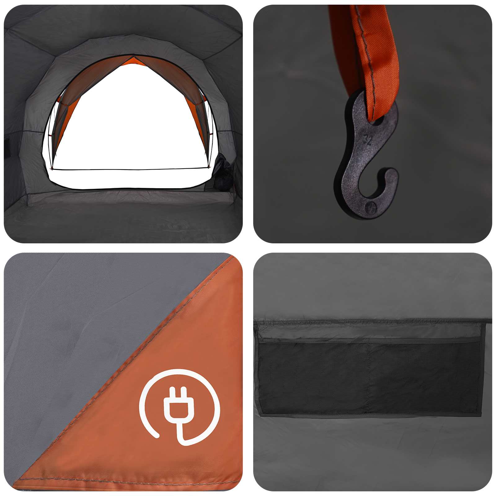 Tenda a tunnel 4 persona Grigio e arancione