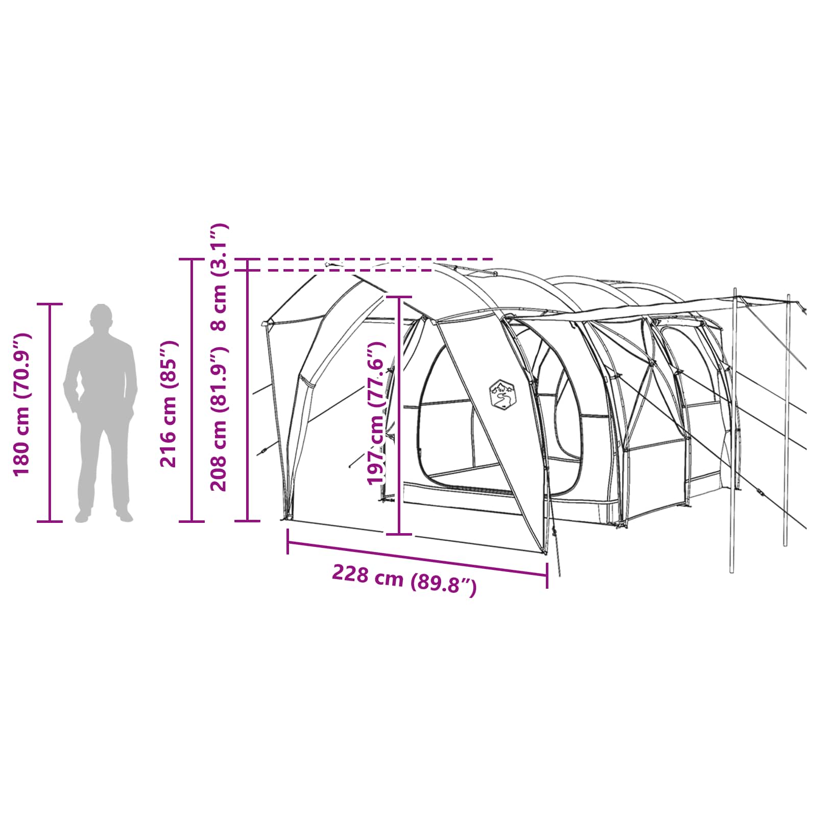 Tenda a tunnel 6 persona Blu