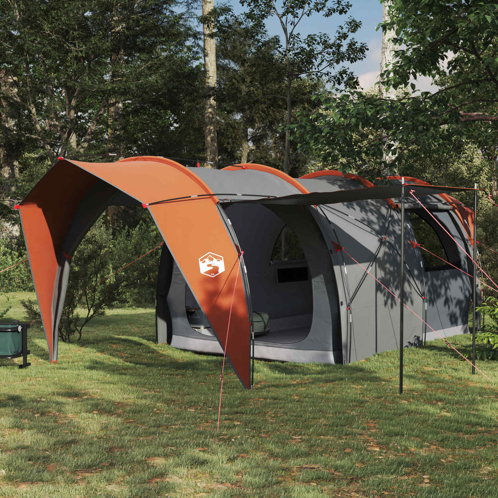 Tenda a tunnel 6 persona Grigio e arancione