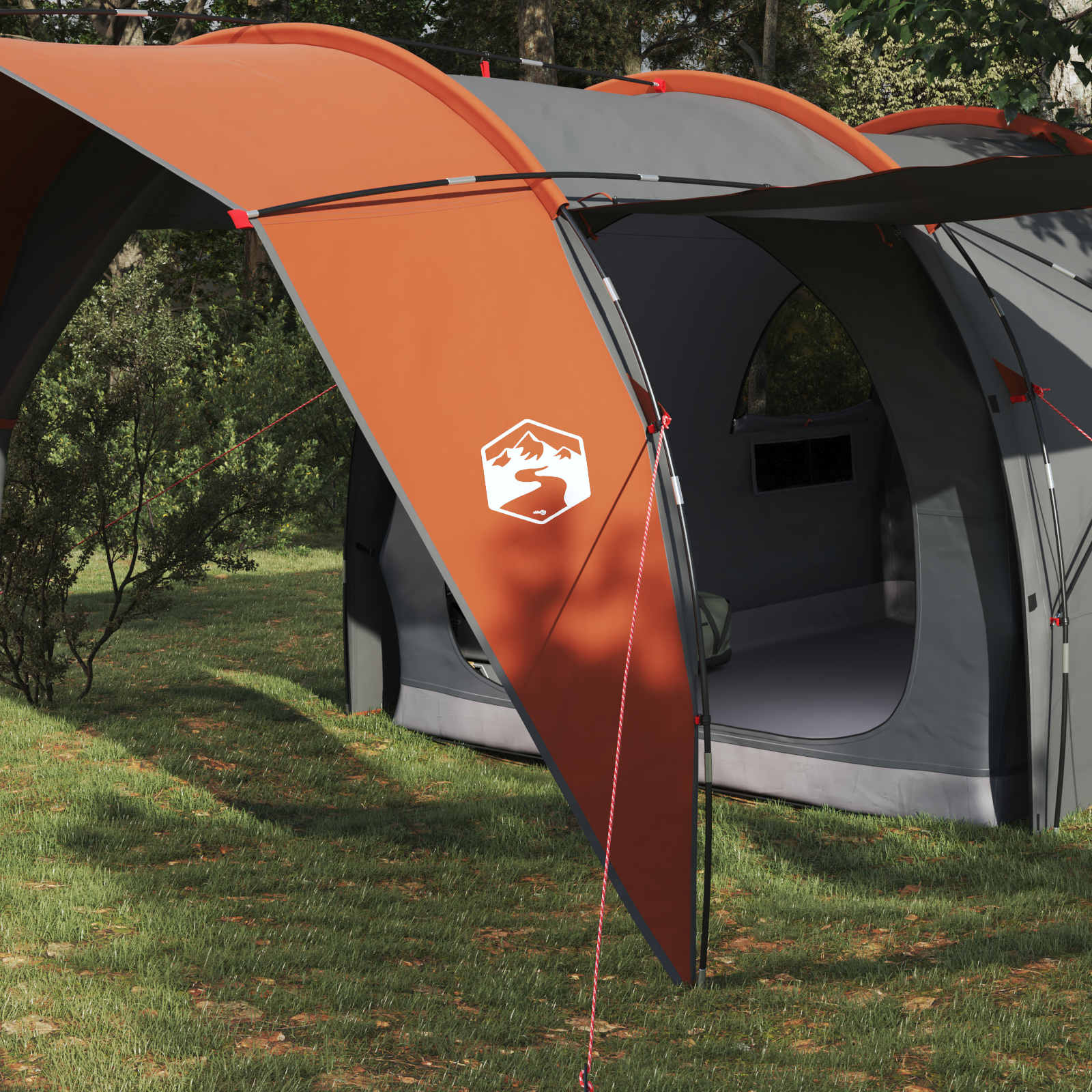 Tenda a tunnel 6 persona Grigio e arancione
