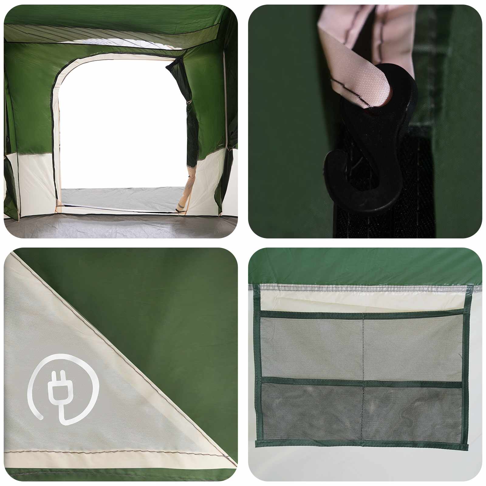 Tenda familiare con telo da pioggia resistente all'acqua Verde